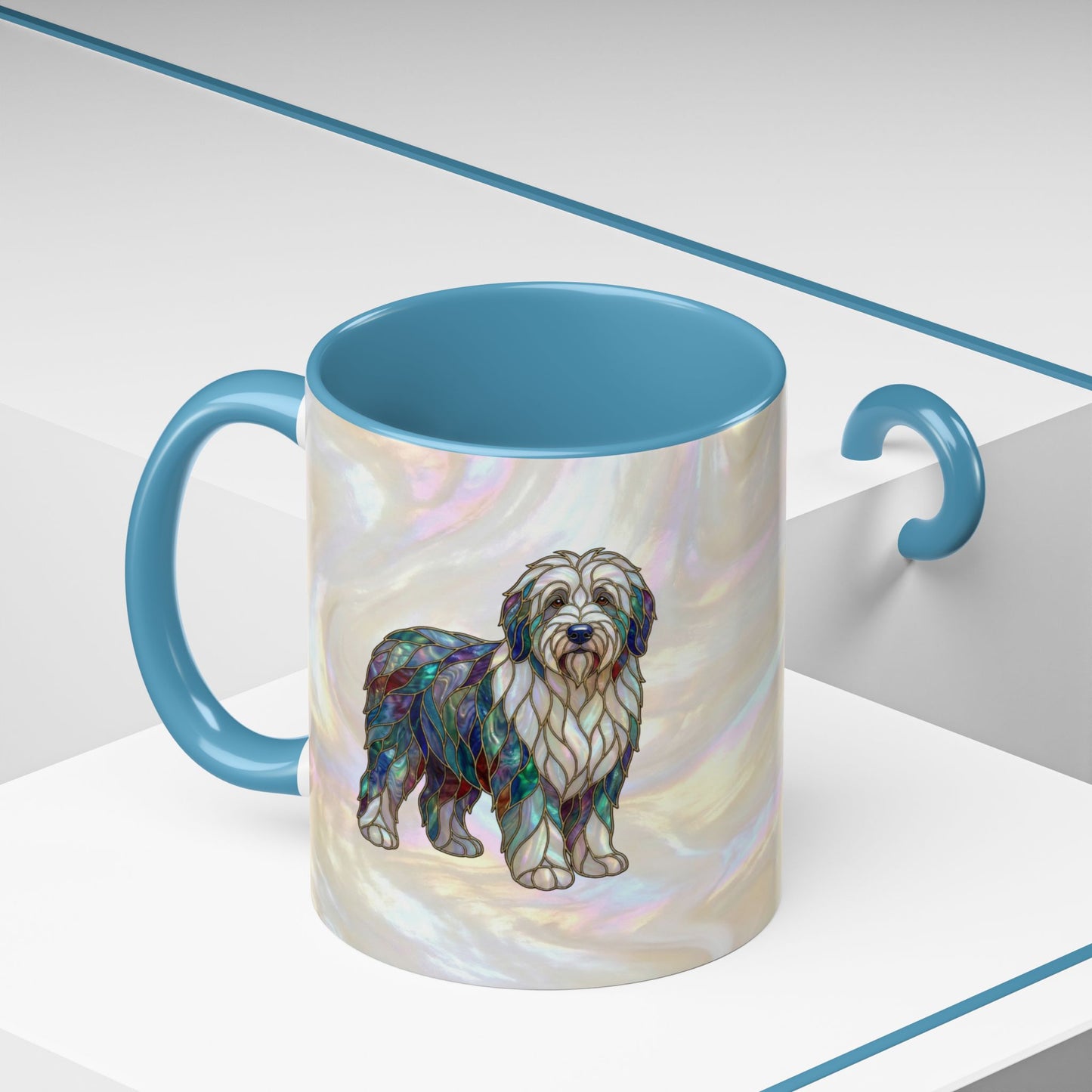 English Sheepdog Accent Coffee Mug -Stained Glass Style (11/15oz) - 14631