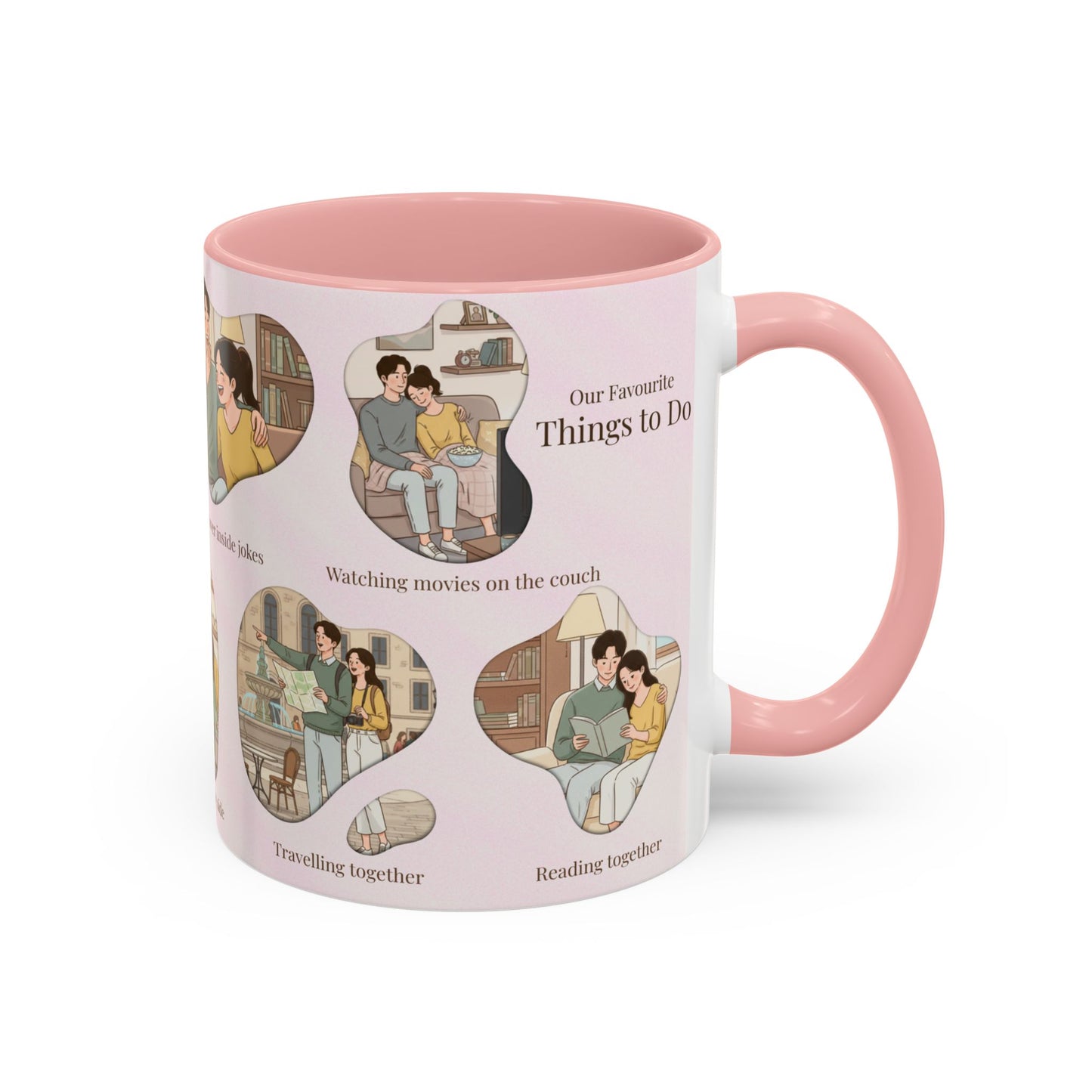 Our Favorite Things to Do Valentine’s Mug – Cozy Couples Illustrated Accent Coffee Mug - 14703