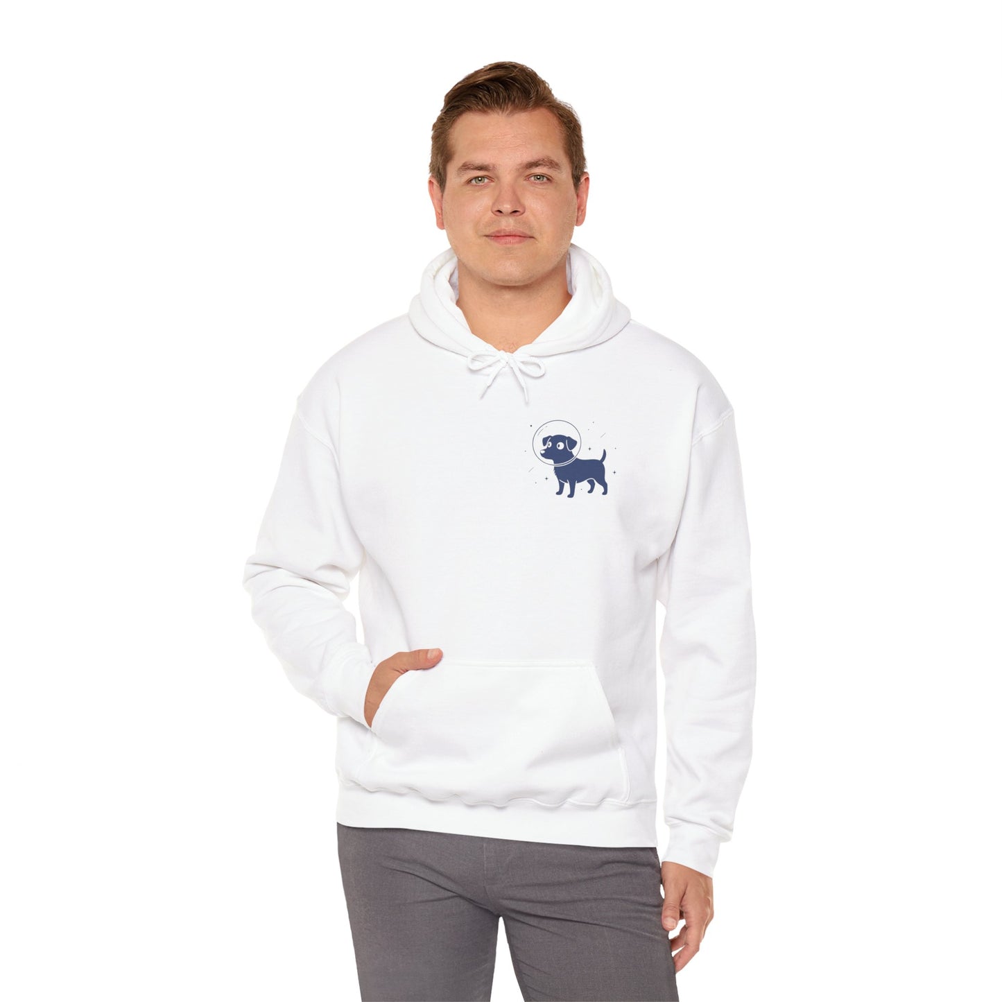 Dog in Space Hoodie – Space Puppy Graphic Hooded Sweatshirt, Unisex Heavy Blend™ - 14679