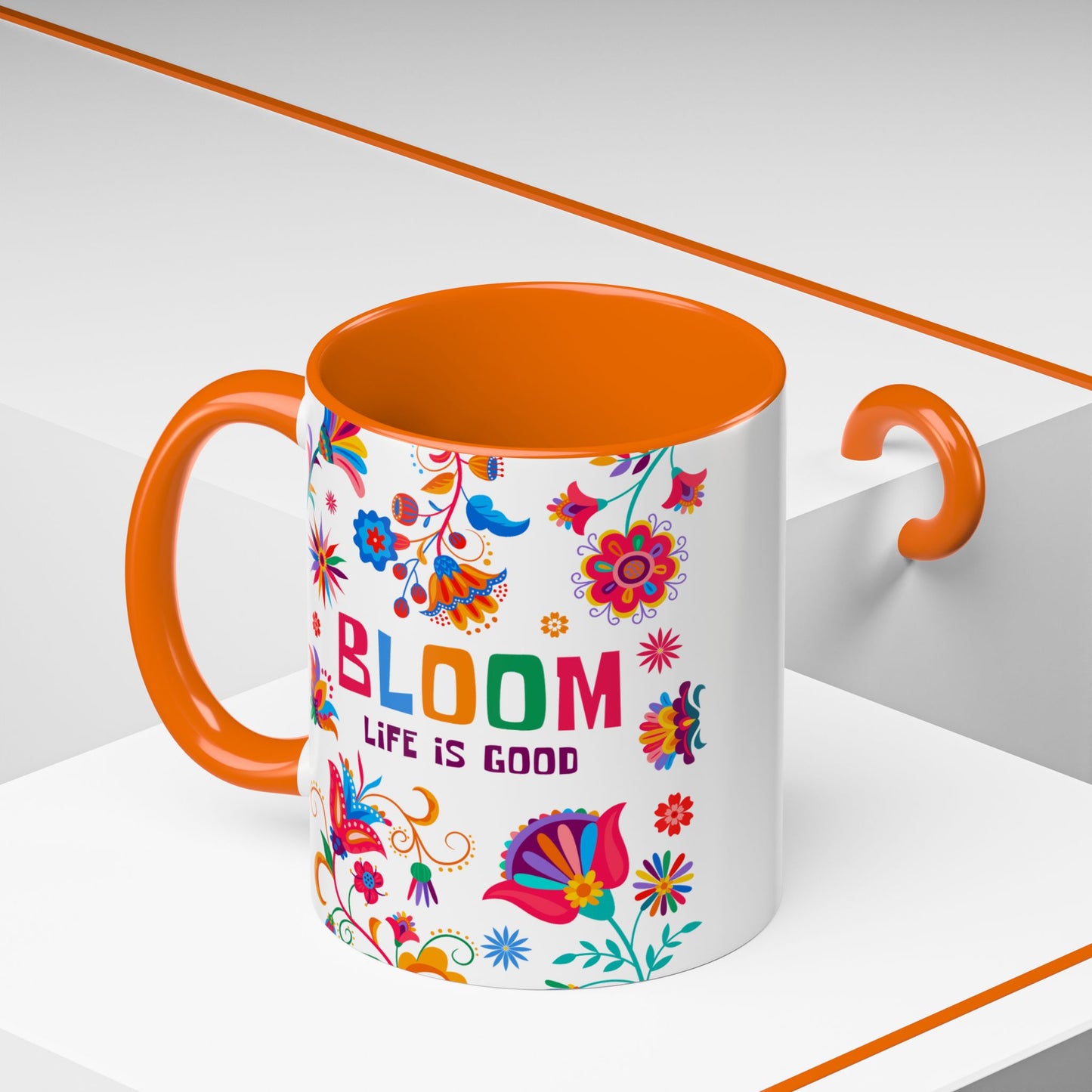 Colorful Floral Accent Coffee Mug - Bloom Life is Good - 14082