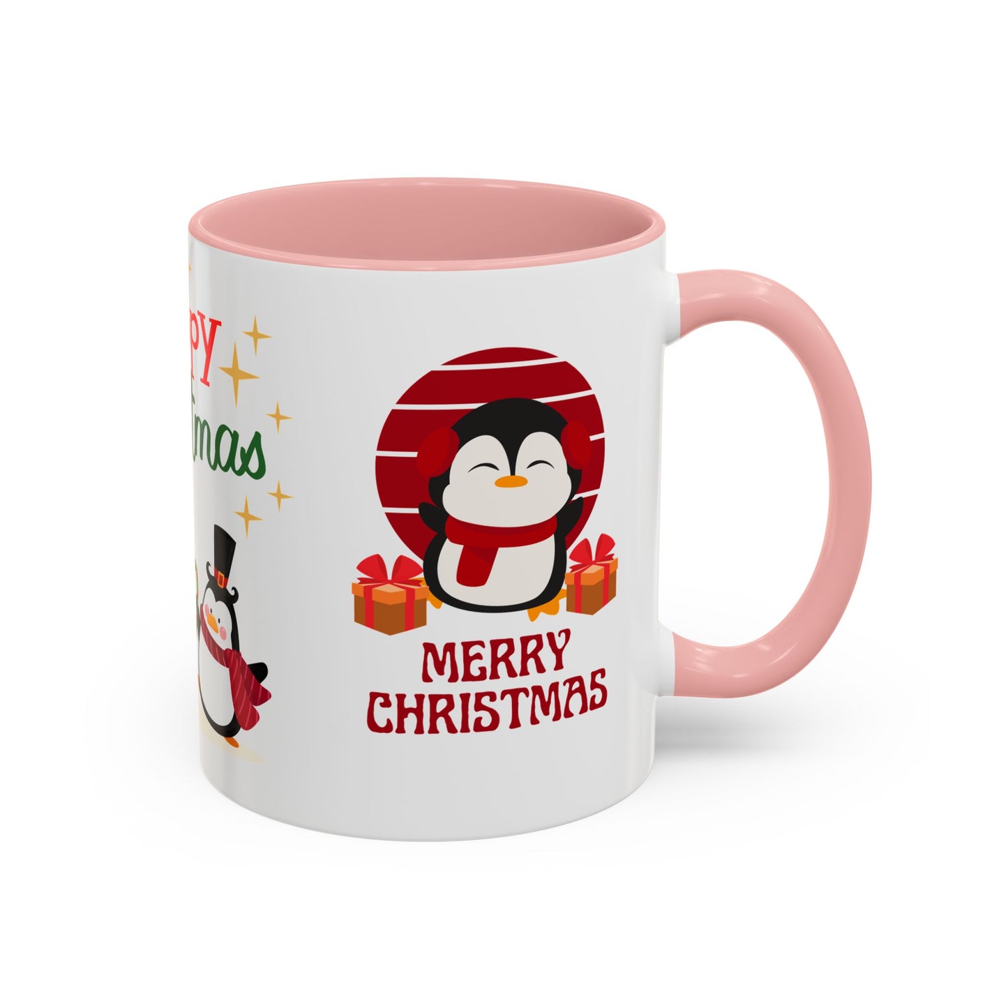 Penguins, Merry Christmas - Accent Coffee Mug (11, 15oz)