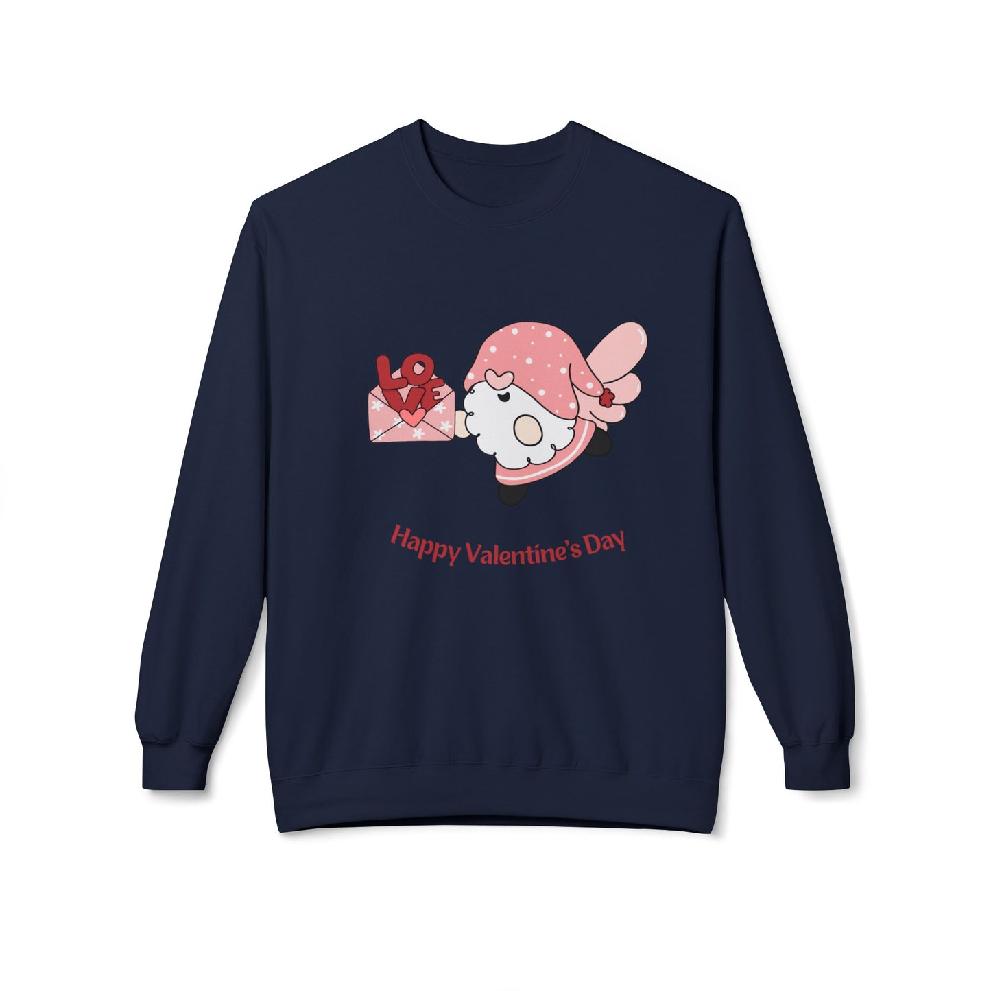 Gnome, Happy Valentine's Day - Unisex Midweight Softstyle Fleece Crewneck Sweatshirt - 11349