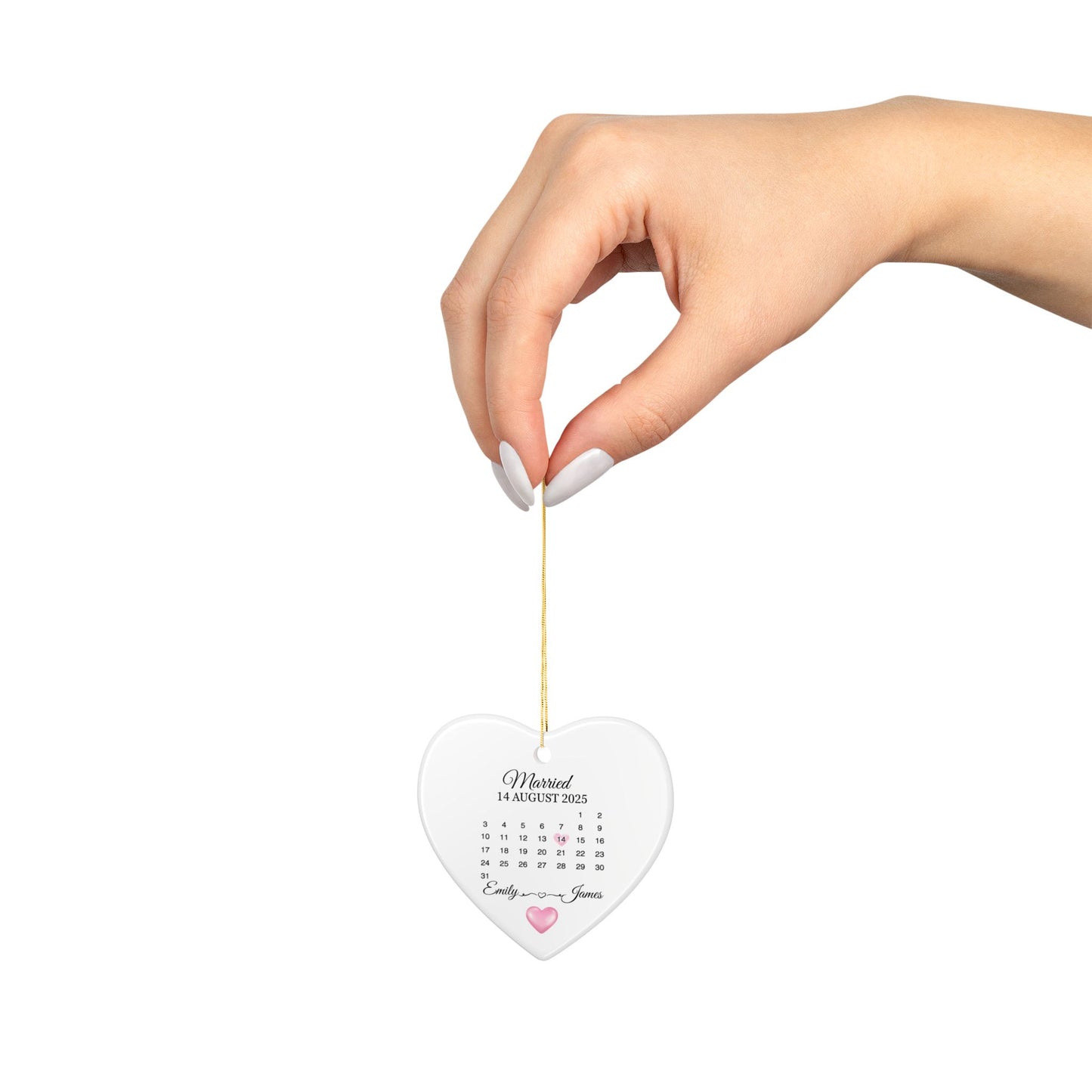 Personalized Wedding Ornaments, Custom Date, Married Keepsake, Holiday Decor, Engagement Gift, Anniversary Decoration - 14083