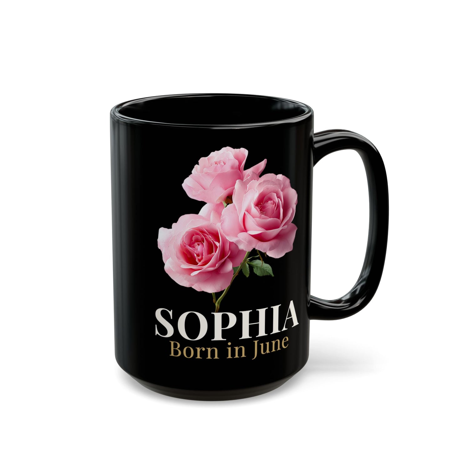 Personalized June Birth Flower Mug – Custom Name Rose Mug, Born in June Birthday Gift for Her -  14900