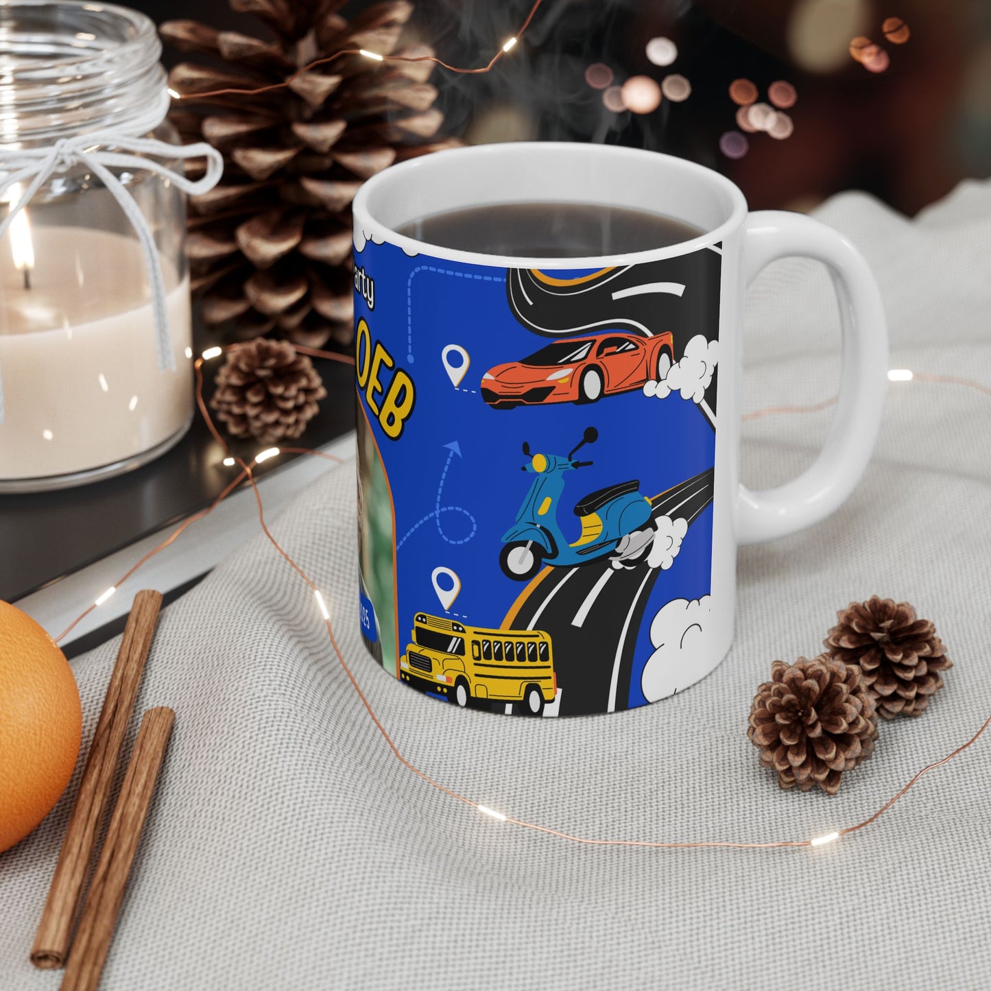 Happy Birthday, Car-Loving Boy, Details Customizable - Ceramic Mug, (11oz, 15oz) - 11236