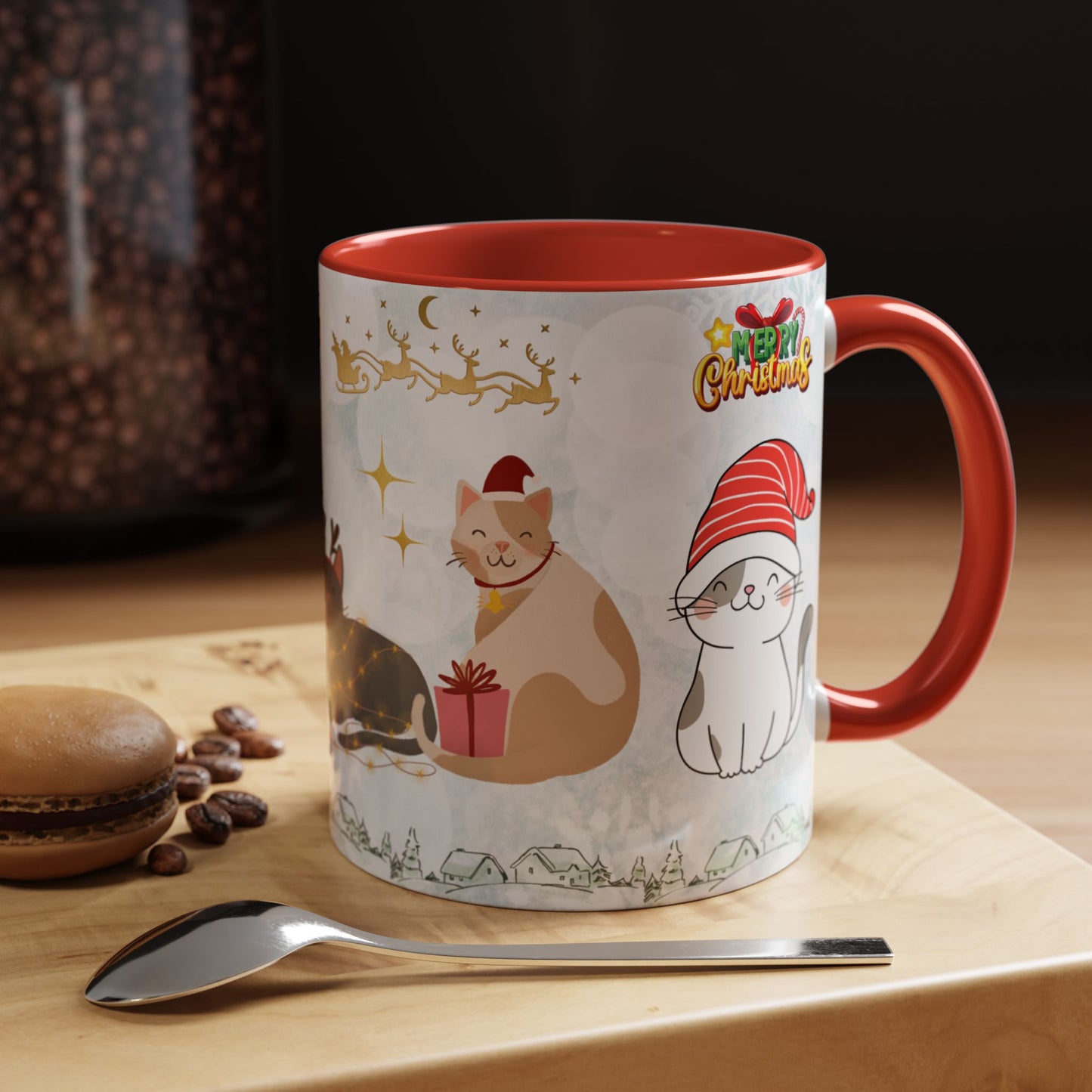 Merry Christmas, Cats - Accent Coffee Mug (11, 15oz)