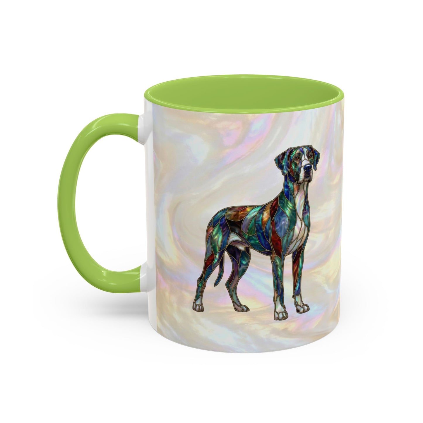 Personalized Great Dane Dog Mug — Stained Glass Design (11/15 oz) - 14550