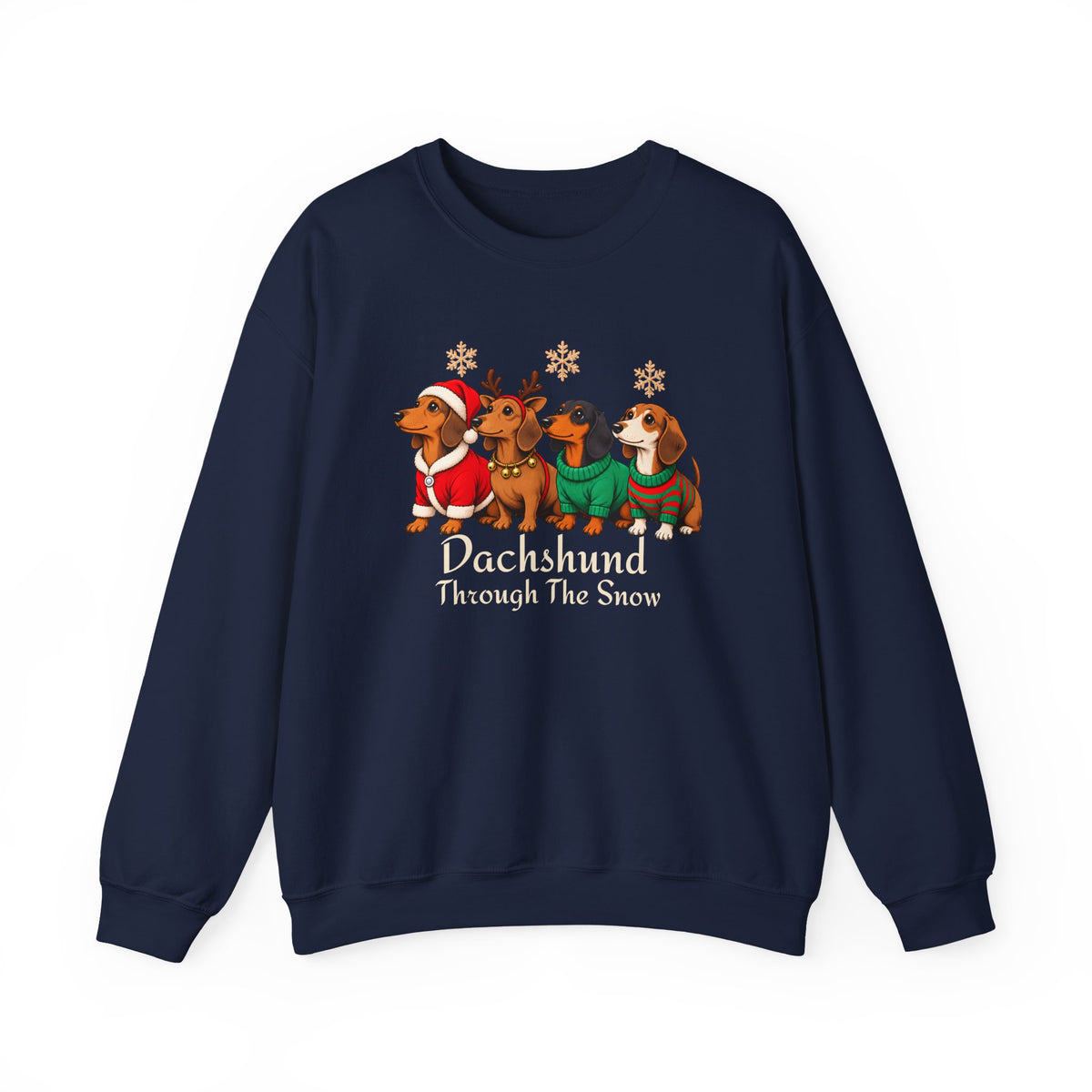 Dachshund Through the Snow Sweatshirt, Cute Christmas Dog Crewneck - 14566