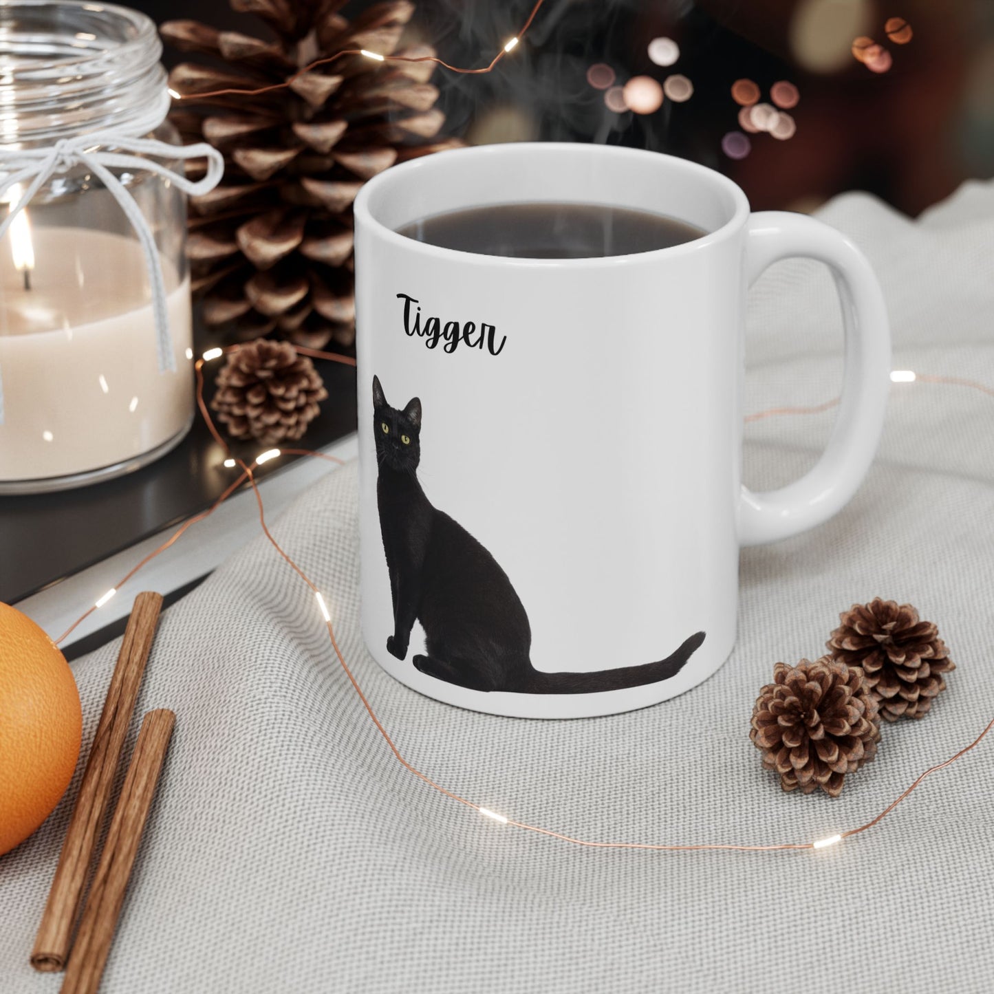 Black Cat Ceramic Mug - Perfect Gift for Cat Lovers, Cute Pet Mug, Funny Kitchen Decor, Coffee Lovers' Favorite - 14197