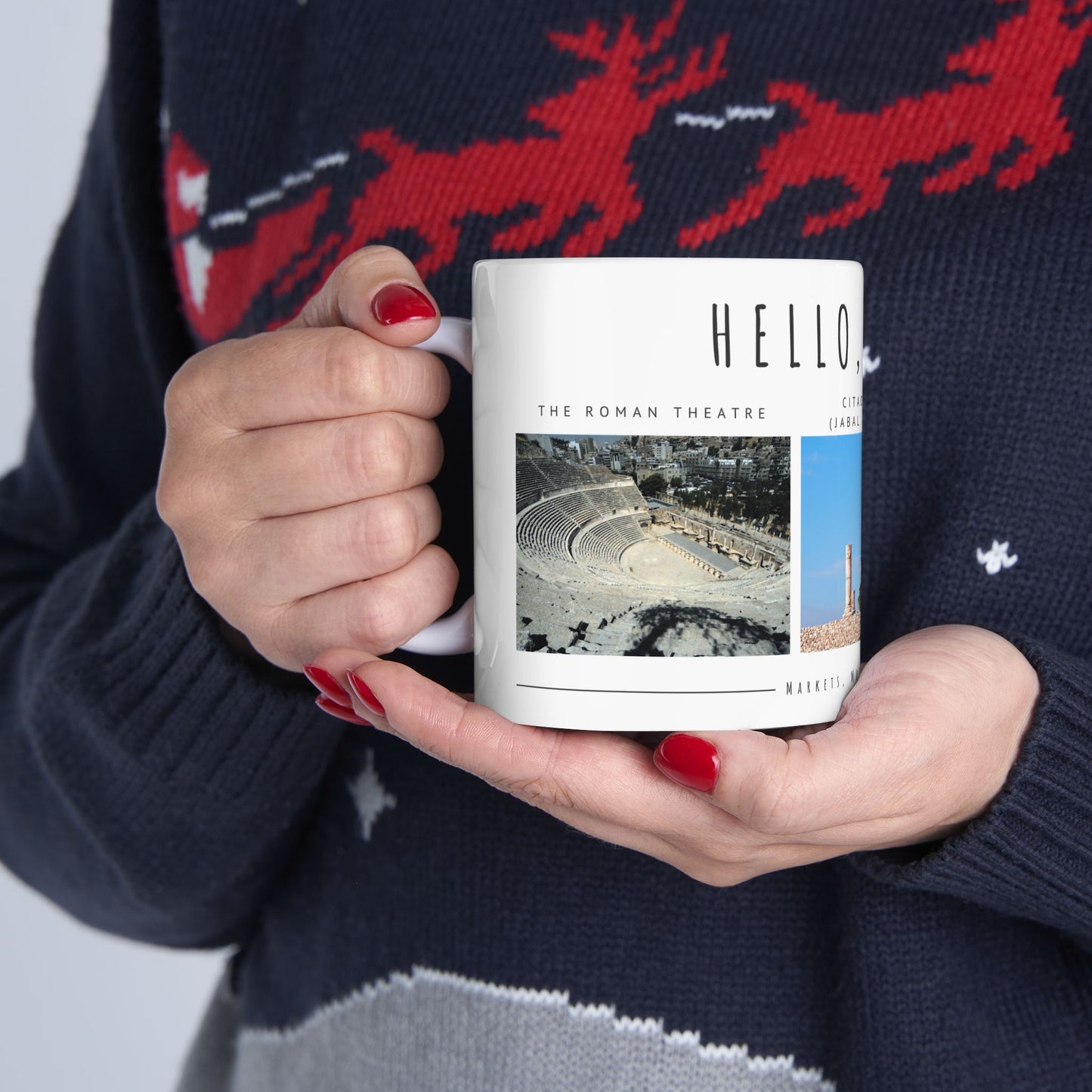 Hello Amman! Ceramic Mug - 11oz & 15oz - Perfect Gift for Travelers and Coffee Lovers - 12107