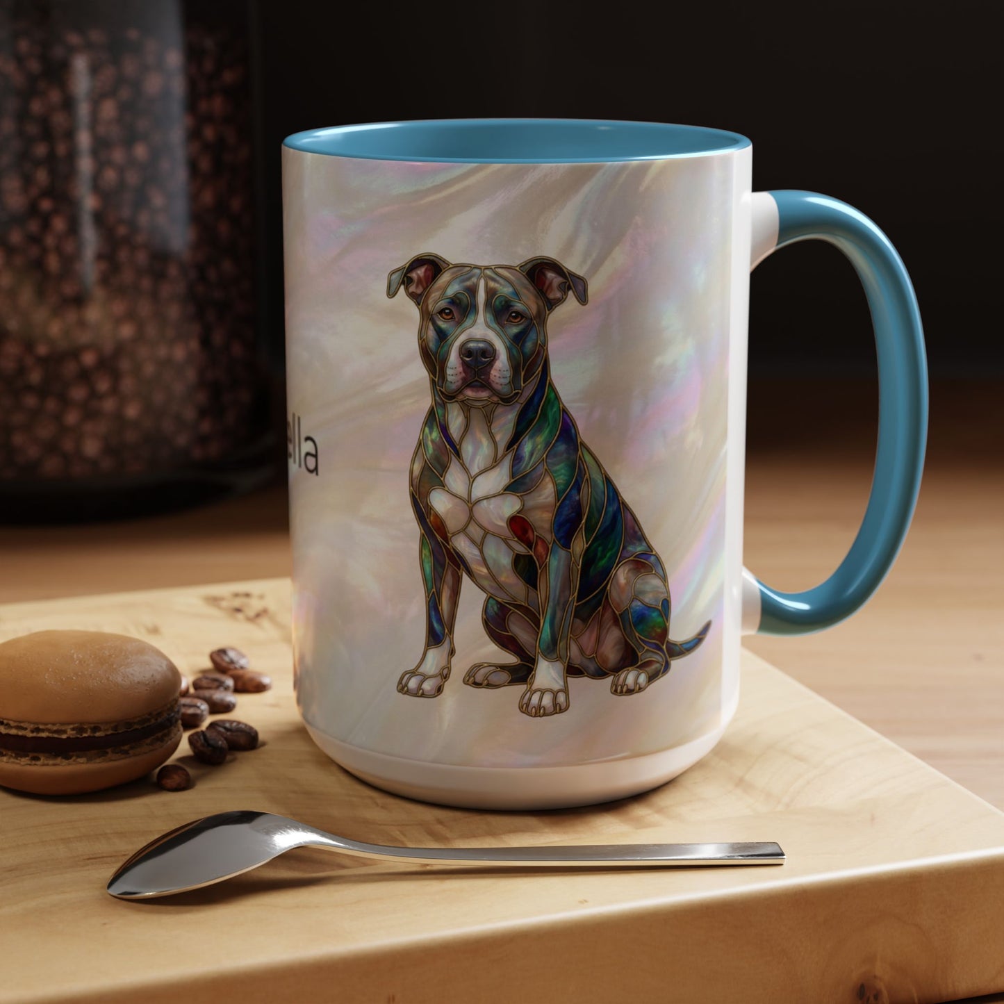 Pitbull Dog Accent Coffee Mug — Stained Glass Design (11/15oz) - 14536