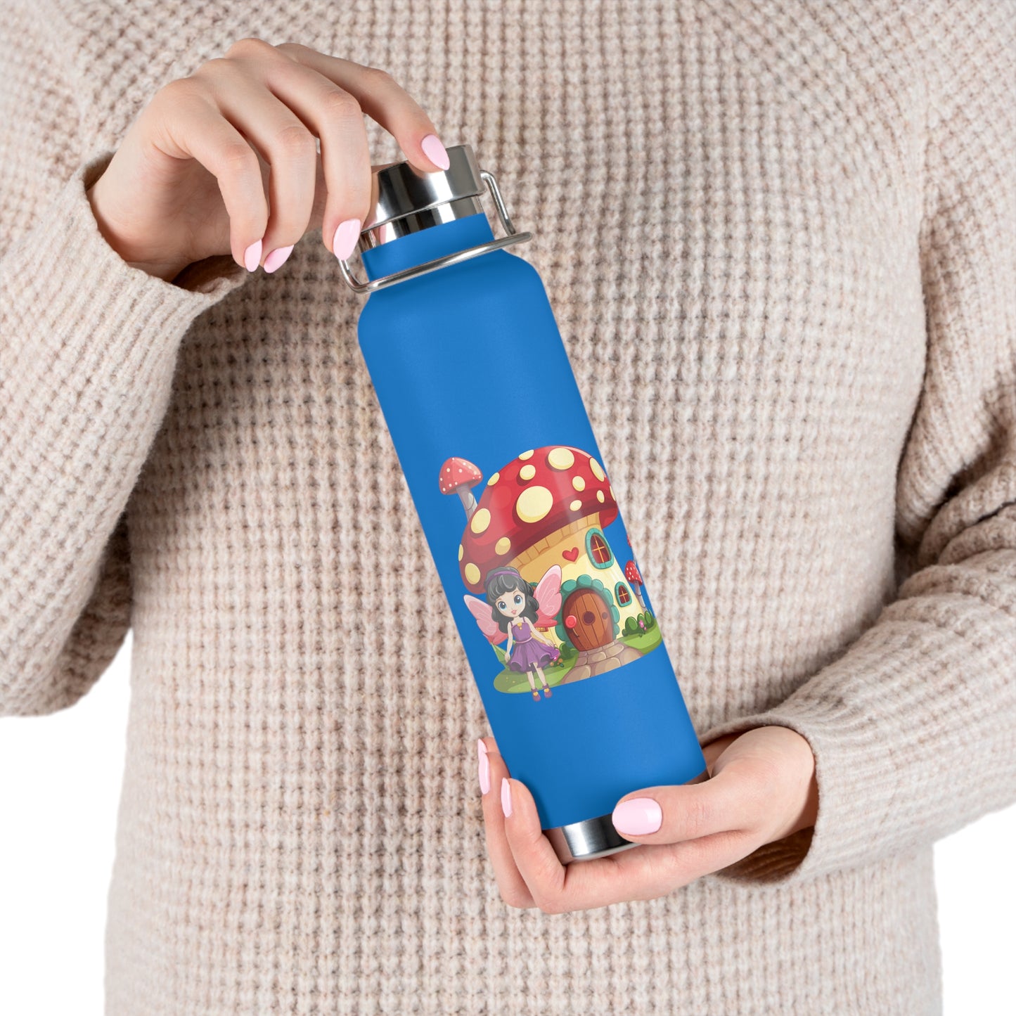 Fairy Mushroom House - Copper Vacuum Insulated Bottle, 22oz