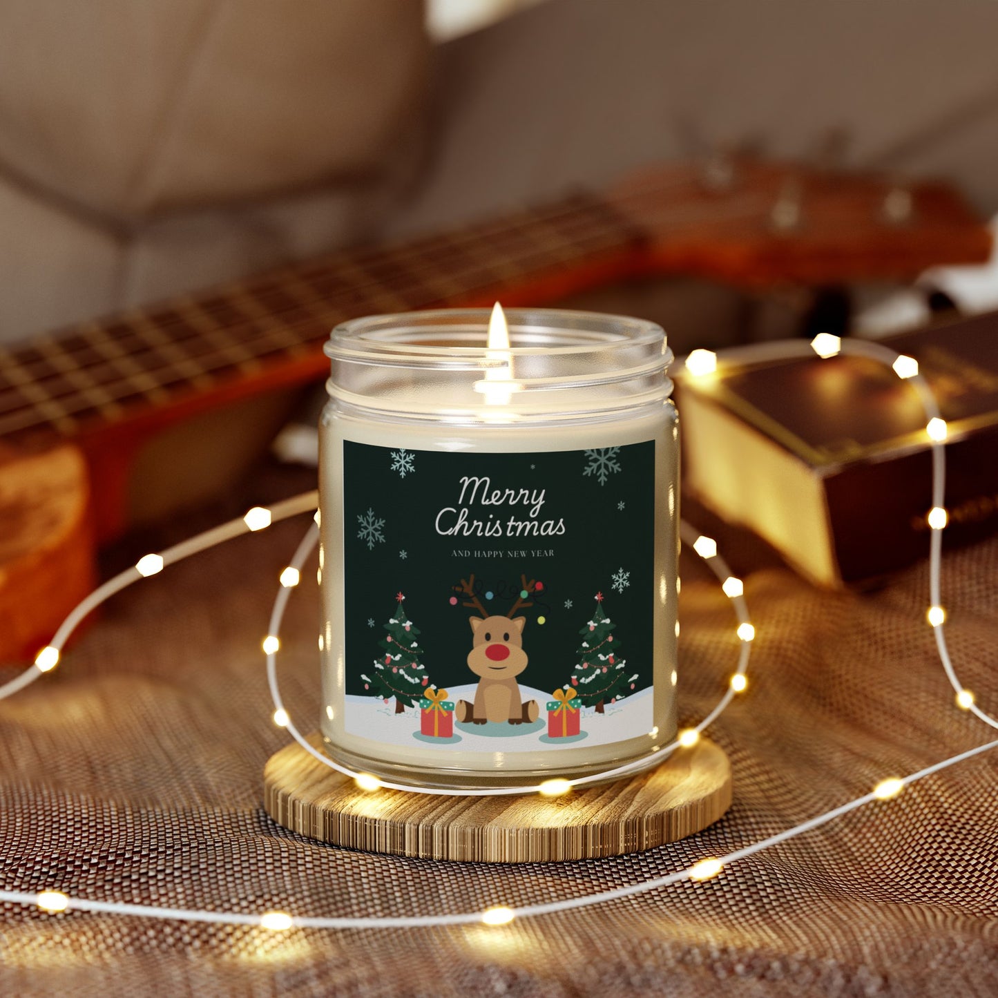 Merry Christmas, Happy New Year - Scented Candles, Coconut Apricot Wax (4oz, 9oz)