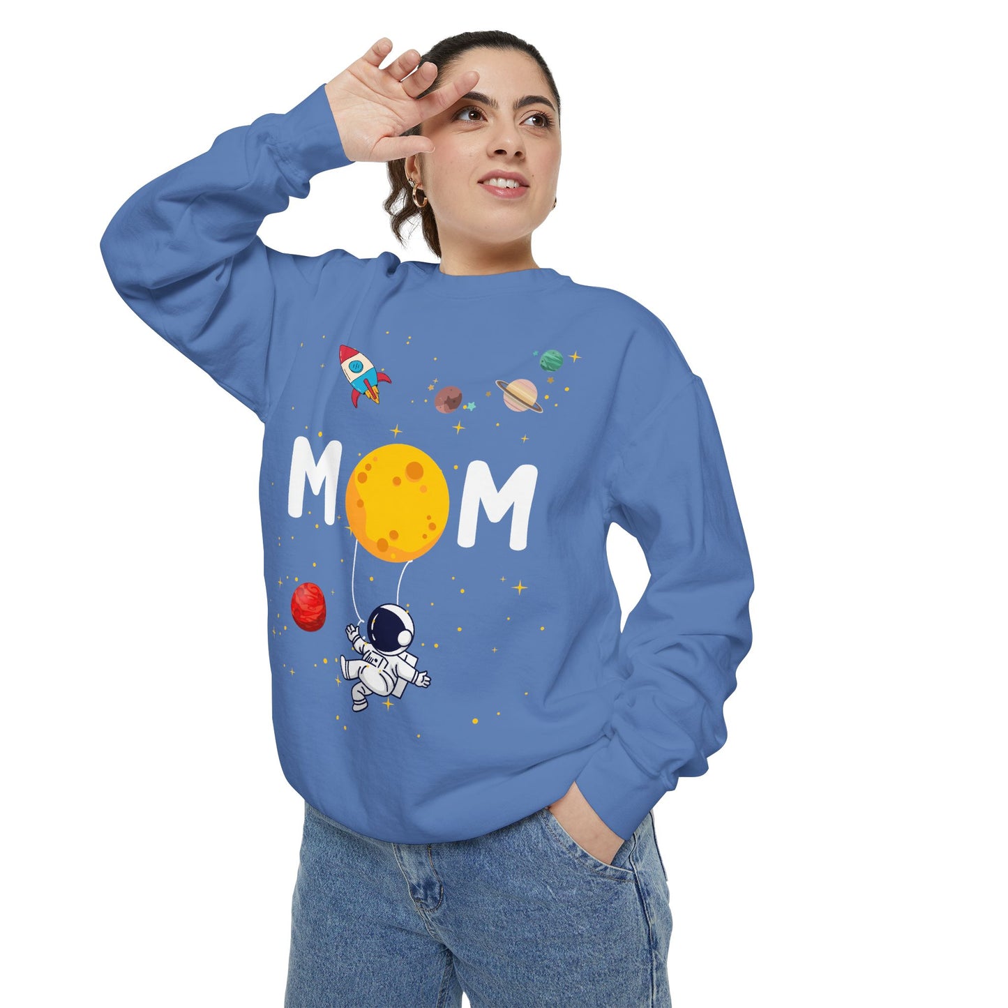 Astronaut Mom Garment-Dyed Sweatshirt | Space-Themed Gift for Mothers - 11838