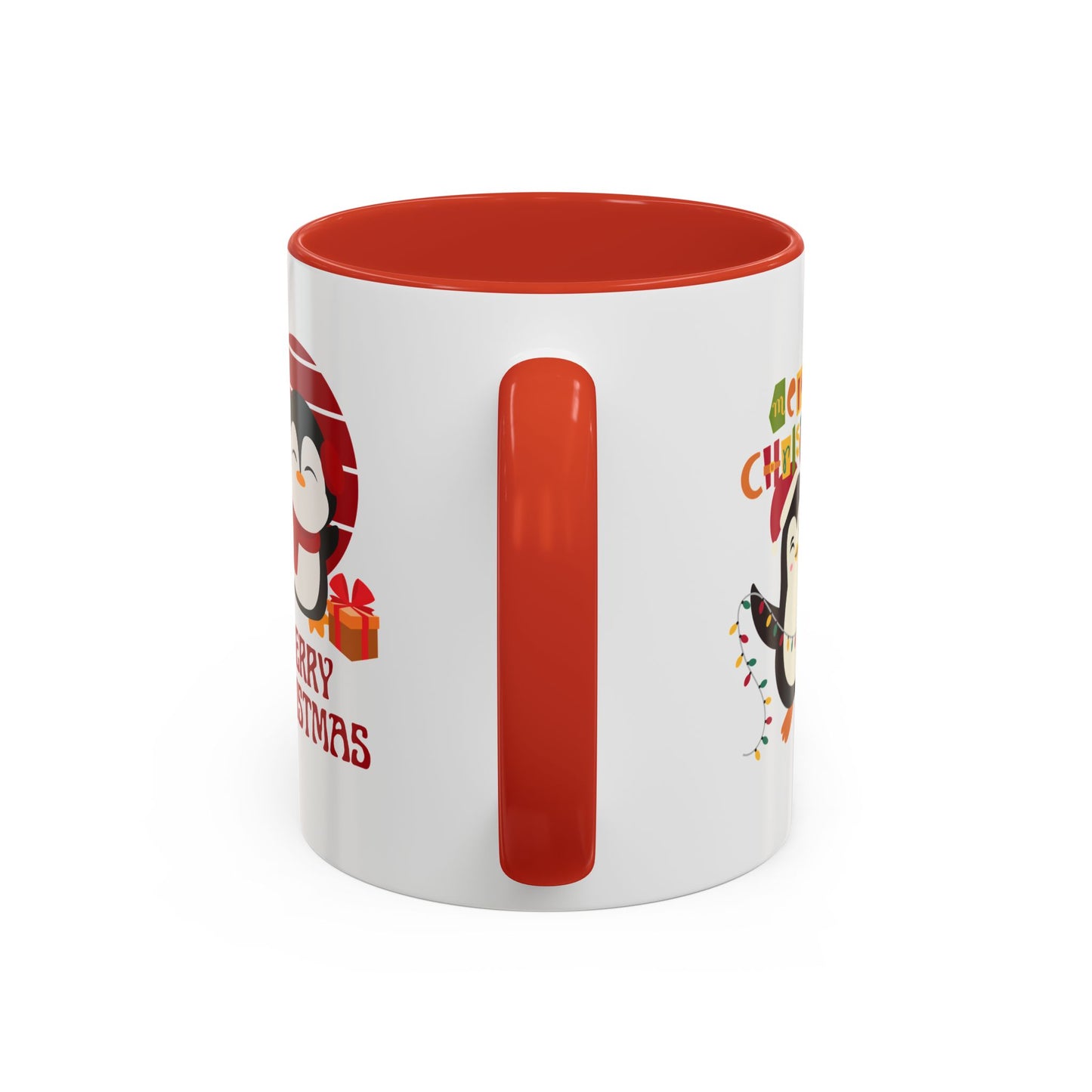 Penguins, Merry Christmas - Accent Coffee Mug (11, 15oz)