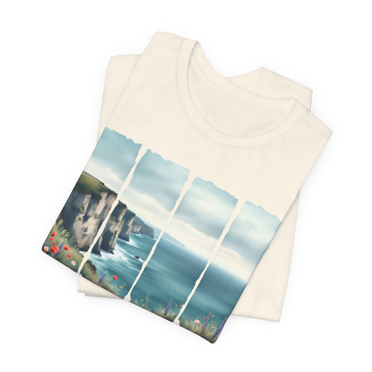St. Andrews Coastal T-Shirt,  Scenic Cliffs, Wildflowers & Sea View - 14974