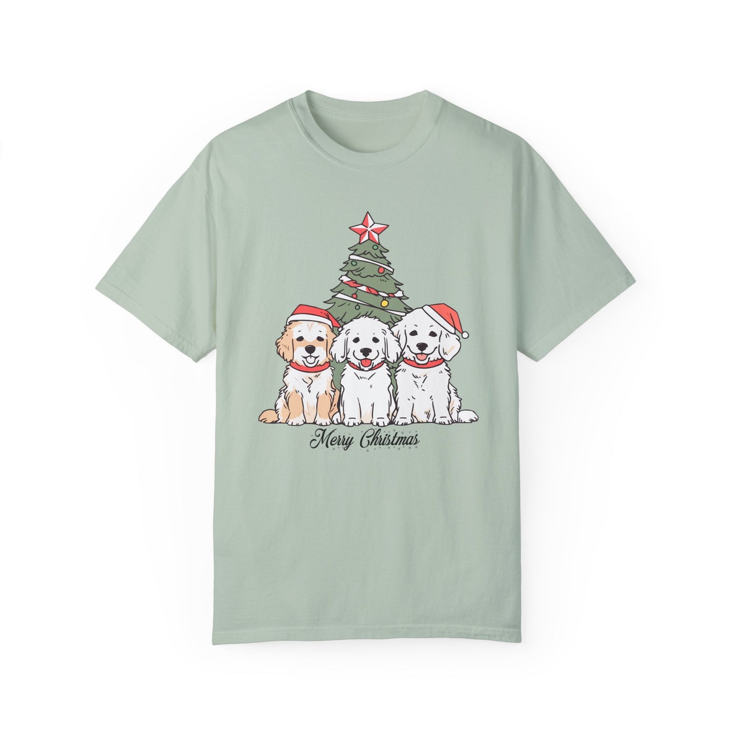 Puppies, Merry Christmas - Unisex Garment-Dyed T-shirt - 10280