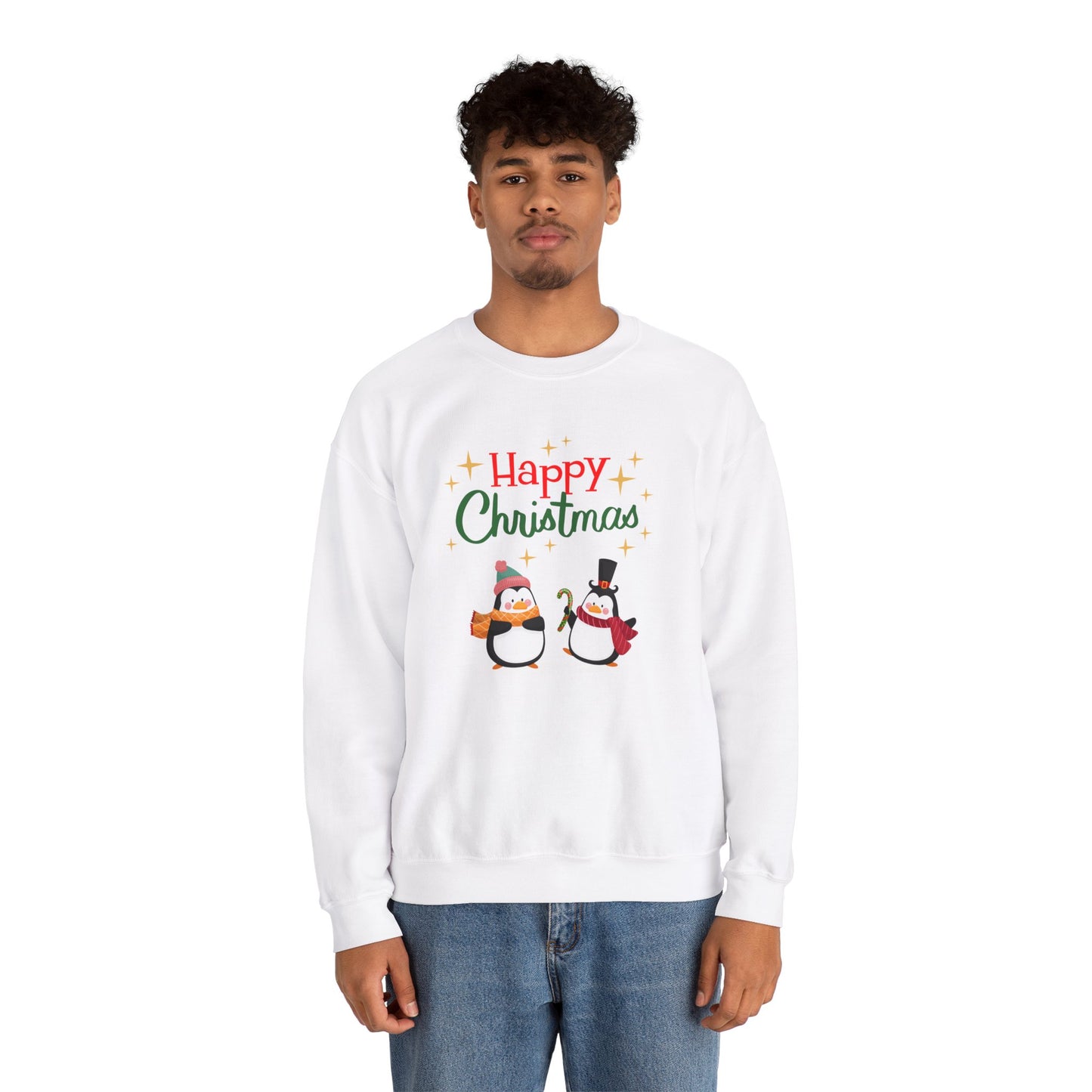 2 Penguins: Happy Christmas - Unisex Heavy Blend™ Crewneck Sweatshirt