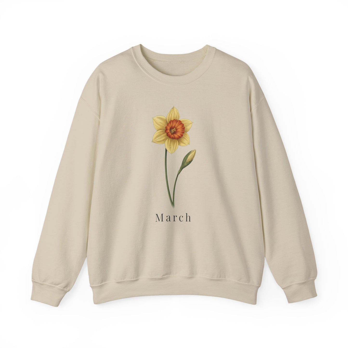 March Birth Flower Daffodil Crewneck Sweatshirt – Floral Birthday Gift Pullover - 14822