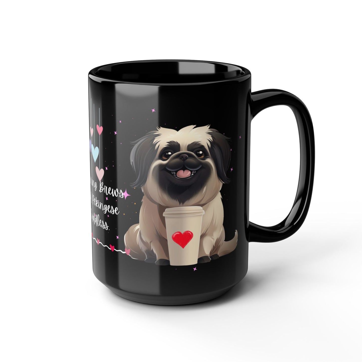 Morning Brews and Pekingese Cuddles - Black Mug (11oz, 15oz) - 10659