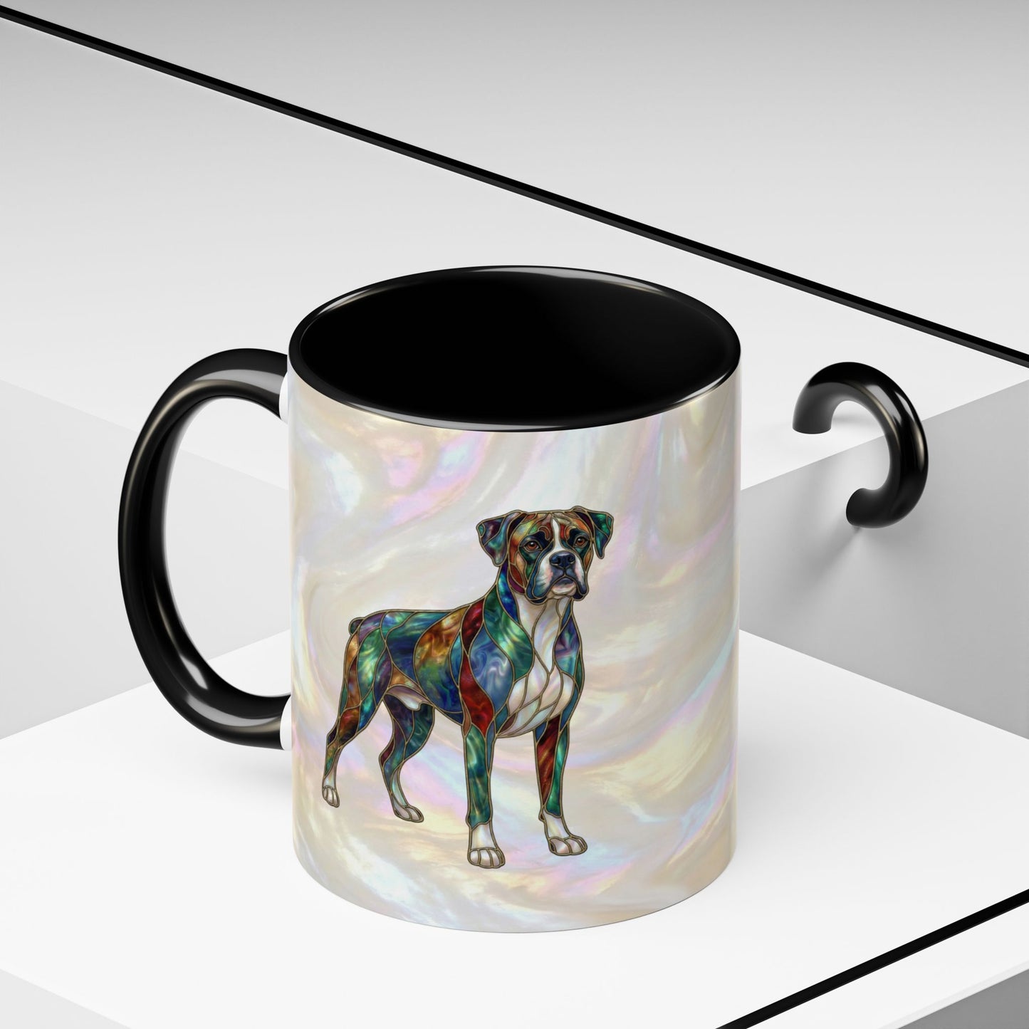 Boxer Accent Coffee Mug -Stained Glass Style (11/15oz) - 14621
