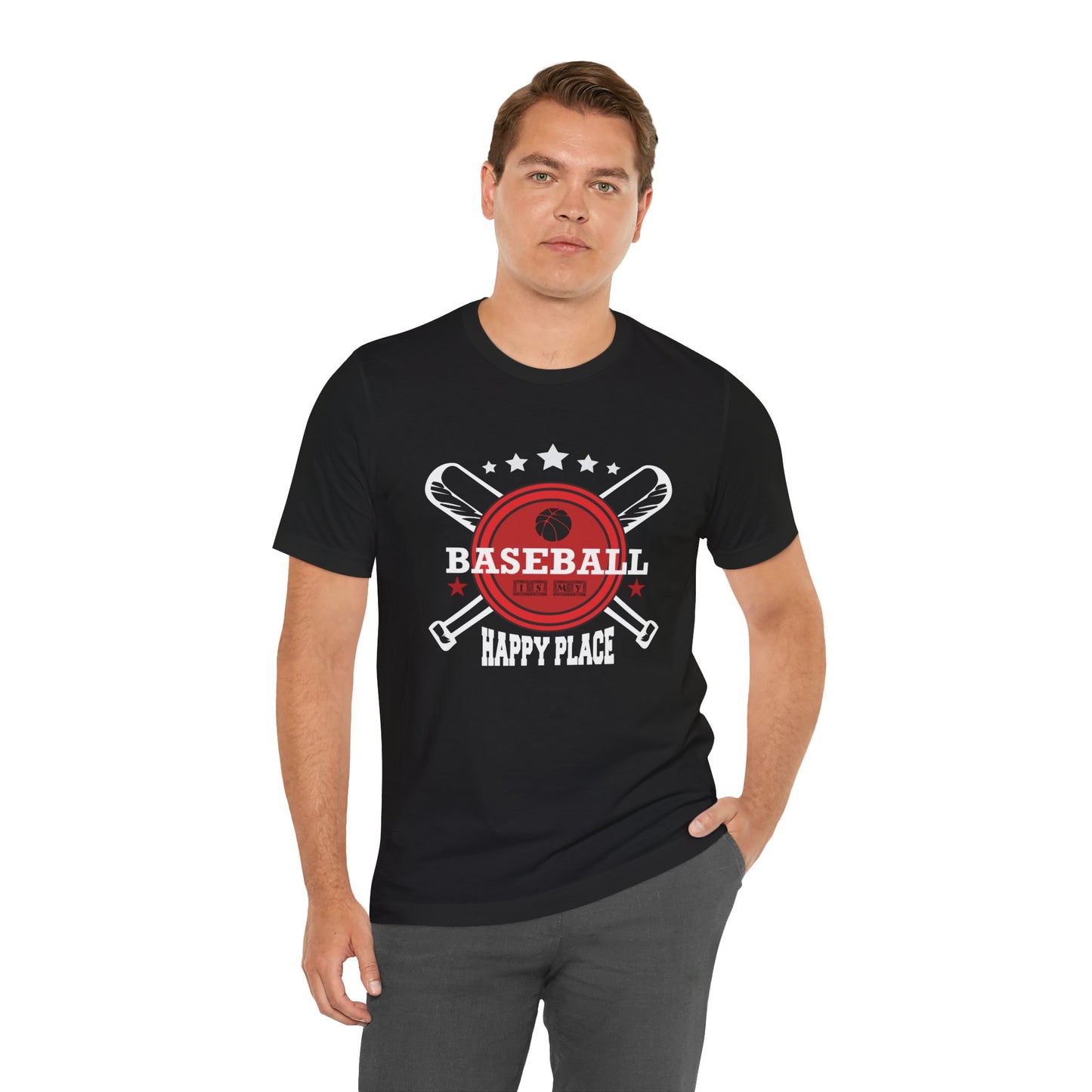 Baseball: Happy Place - Unisex Jersey Short Sleeve Tee