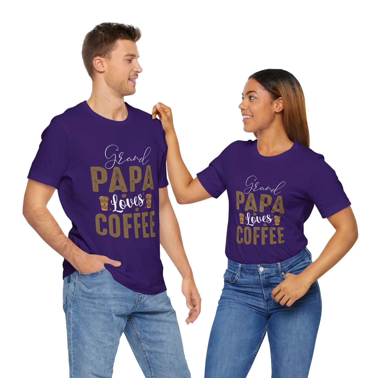 Grand Papa Loves Coffee - Unisex Jersey Short Sleeve Tee - 12553