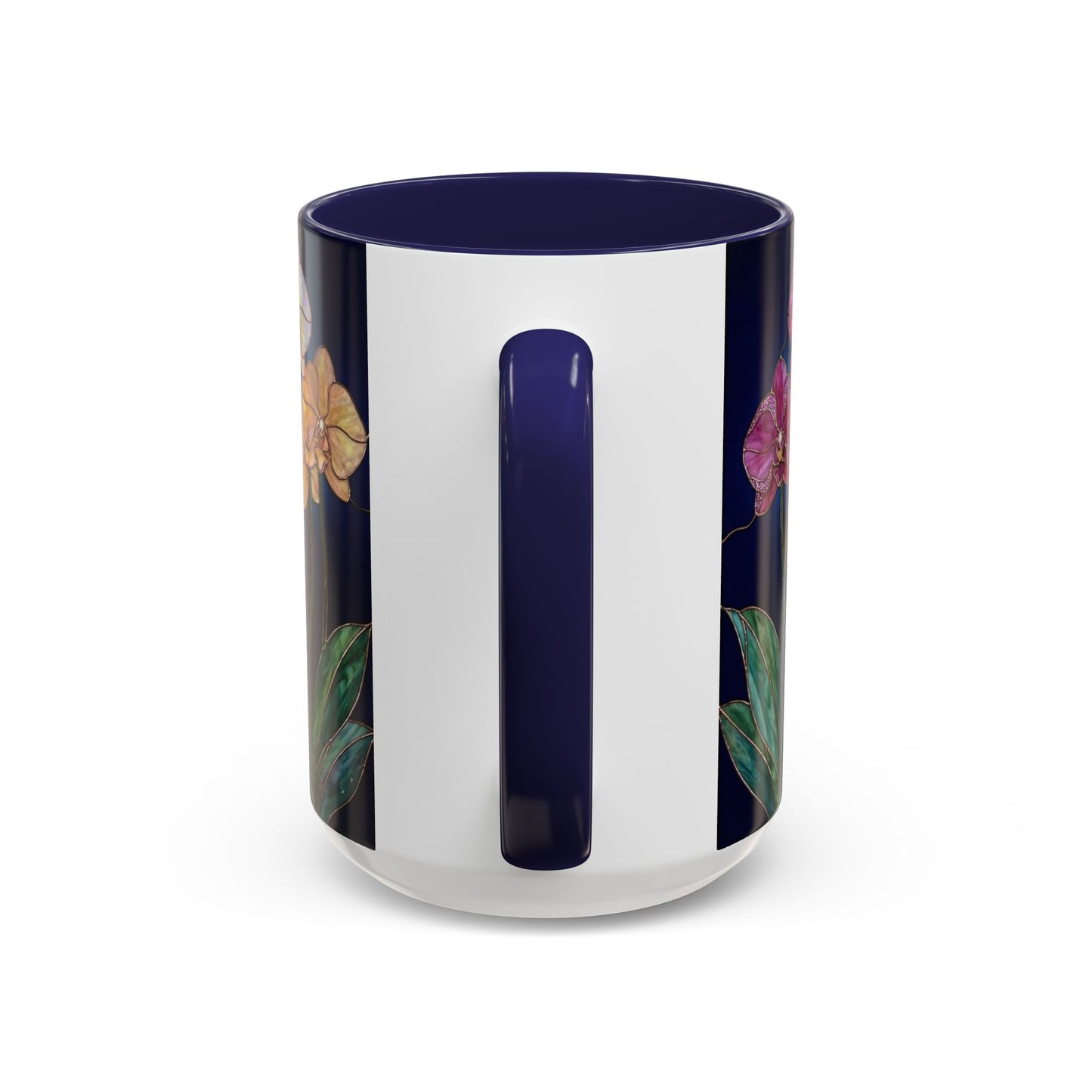 Orchid Bloom Accent Mug — Stained Glass Design (11/15oz) - 14579