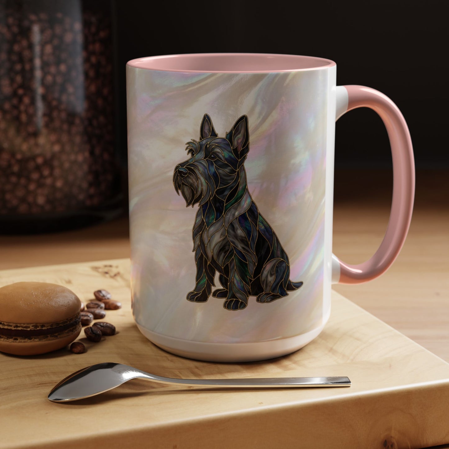 Scottish Terrier Accent Coffee Mug – Stained Glass Design 11/15oz - 14644