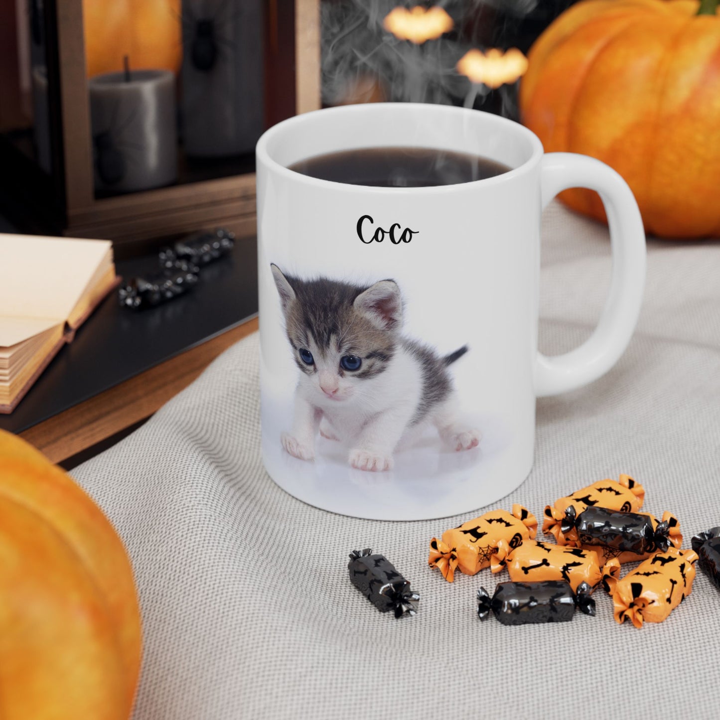 Cute Cat Ceramic Mug - Perfect Gift for Cat Lovers, Coffee Lovers, Animal Lovers, Pet Owners, Birthday, Holiday! - 14196