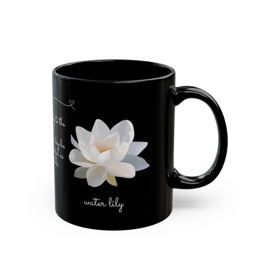 Happy Birthday Gift, July Birth Flowers, Customizable - Black Mug (11oz, 15oz) - 10154