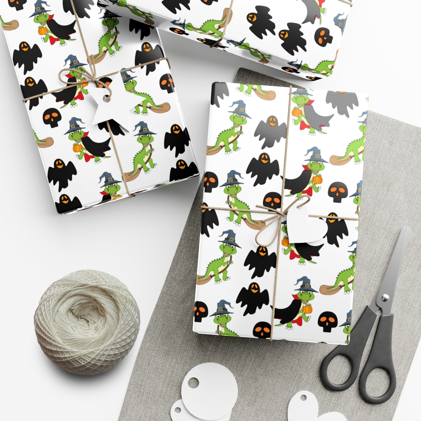 Green Dinosaur Witch  - Gift Wrap Papers