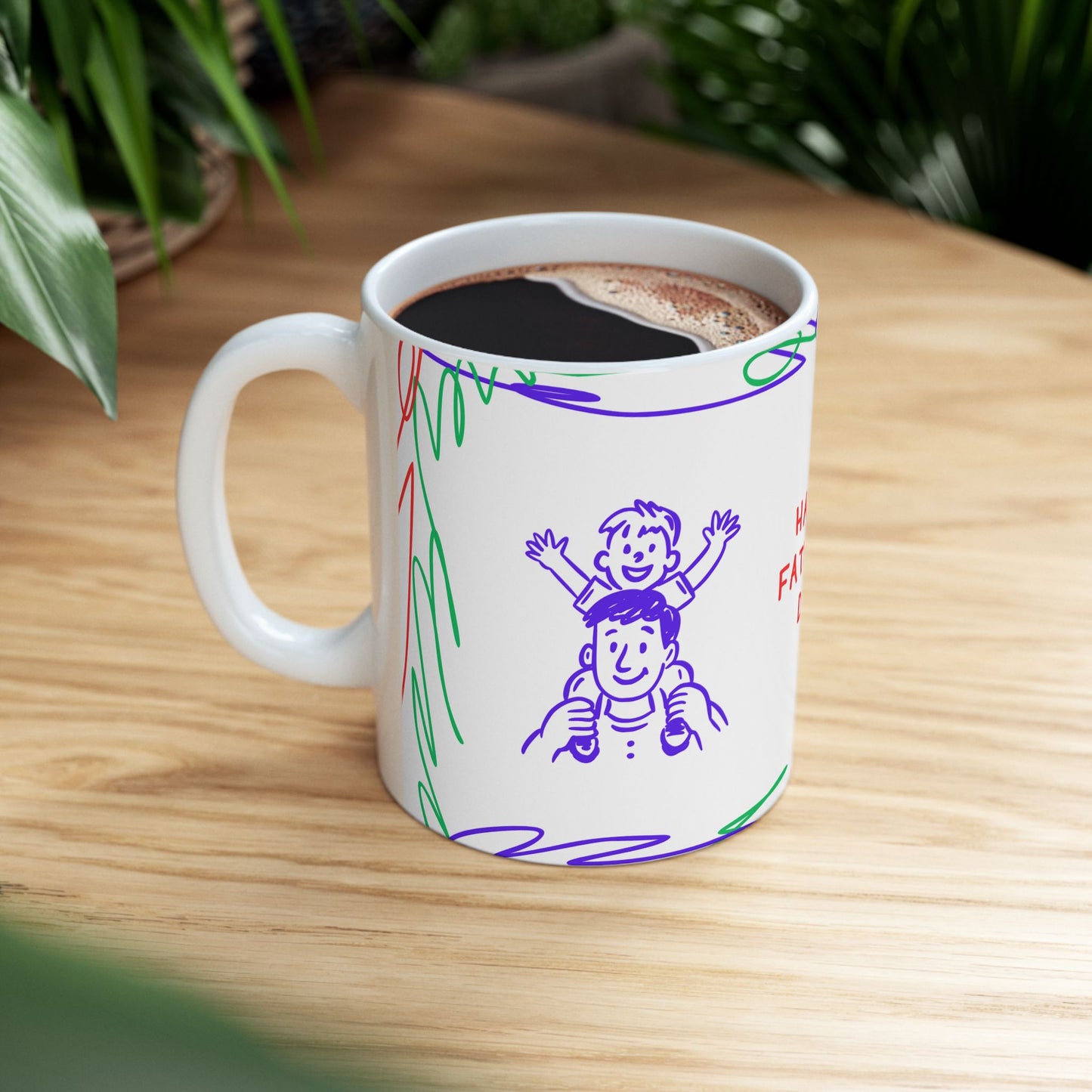 Happy Father's Day Ceramic Mug - Colorful Design for Dad | 11oz and 15oz - 12895