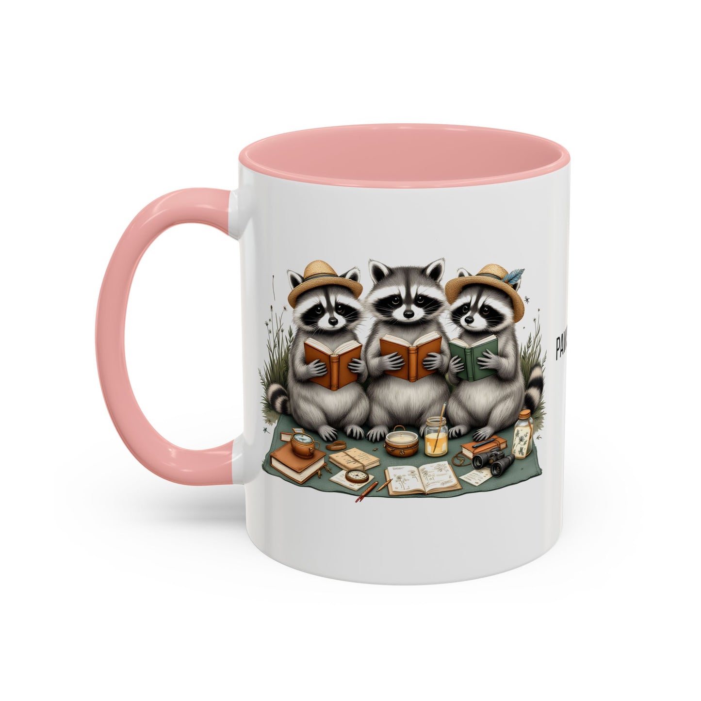 Paws & Pages Raccoon Reading Mug – Cute Book Lover Coffee Cup Gift (11oz / 15oz) - 14814