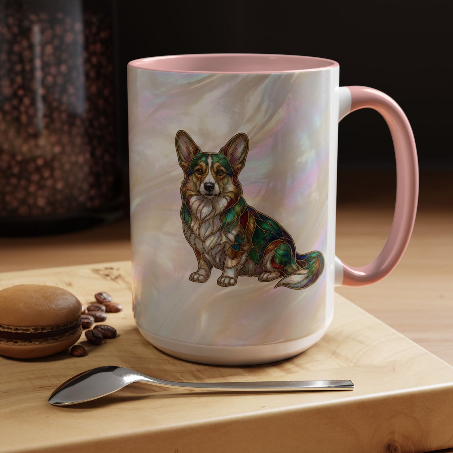 Corgi Accent Coffee Mug -Stained Glass Style (11/15oz) - 14627