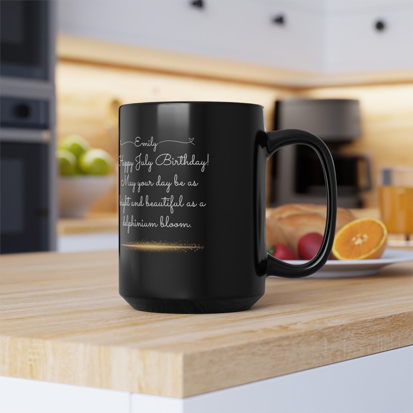 Happy Birthday - July Customized Ceramic Black Mug (11oz, 15oz)