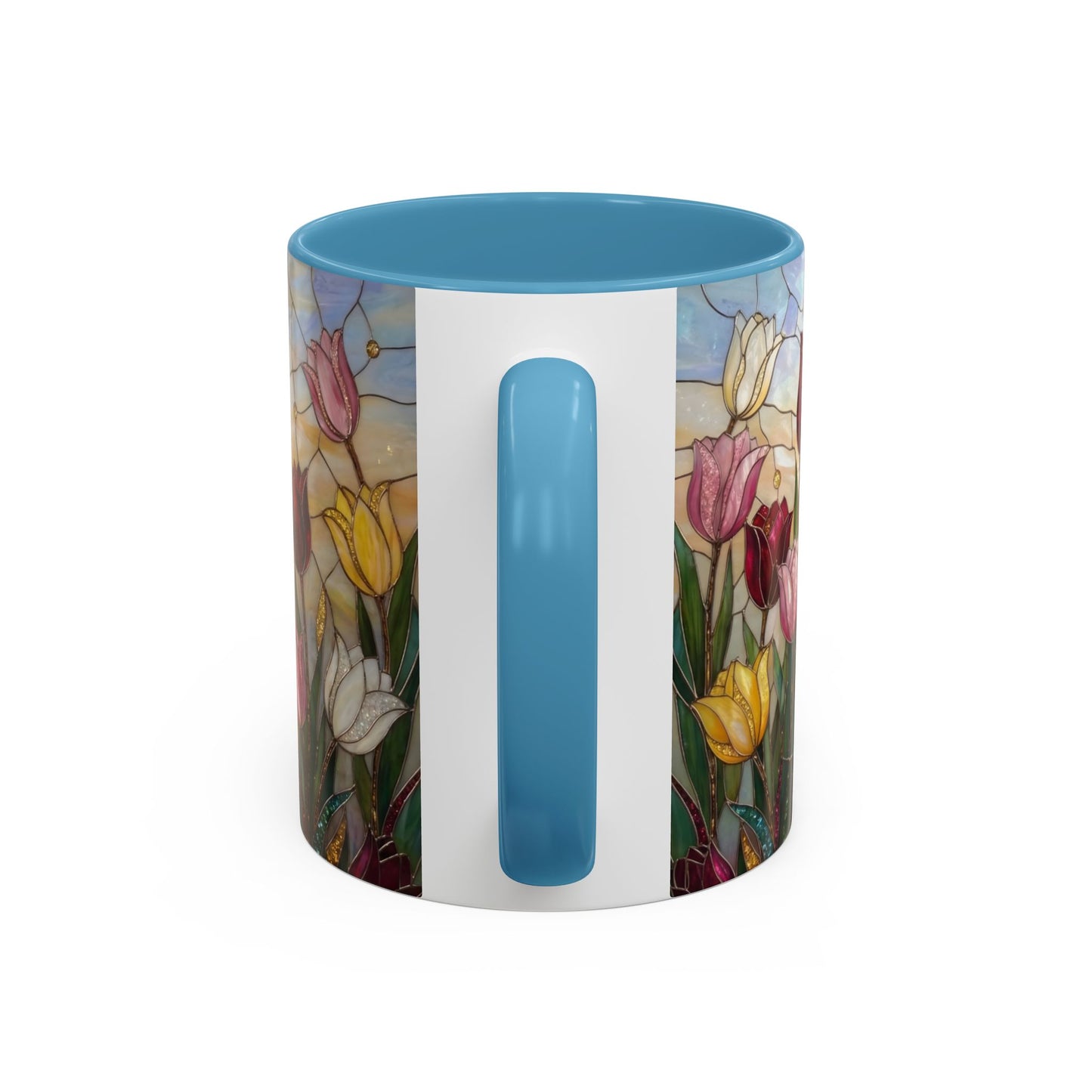 Tulip Stained Glass Accent Coffee Mug — Floral Spring Tea & Coffee Cup (11/15oz) - 14525
