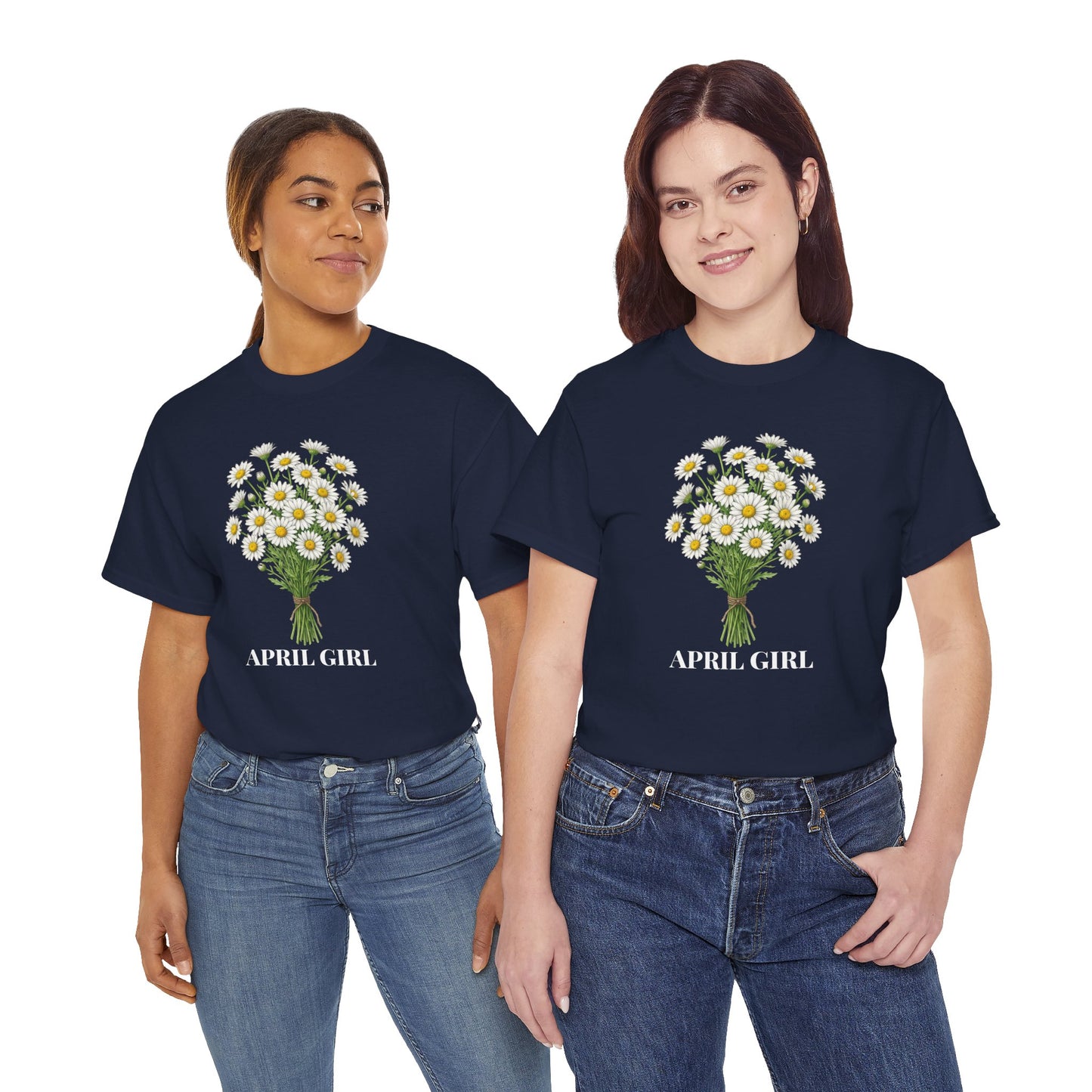Personalized April Daisy Bouquet T-Shirt – Birth Flower Gift for Her - 14840