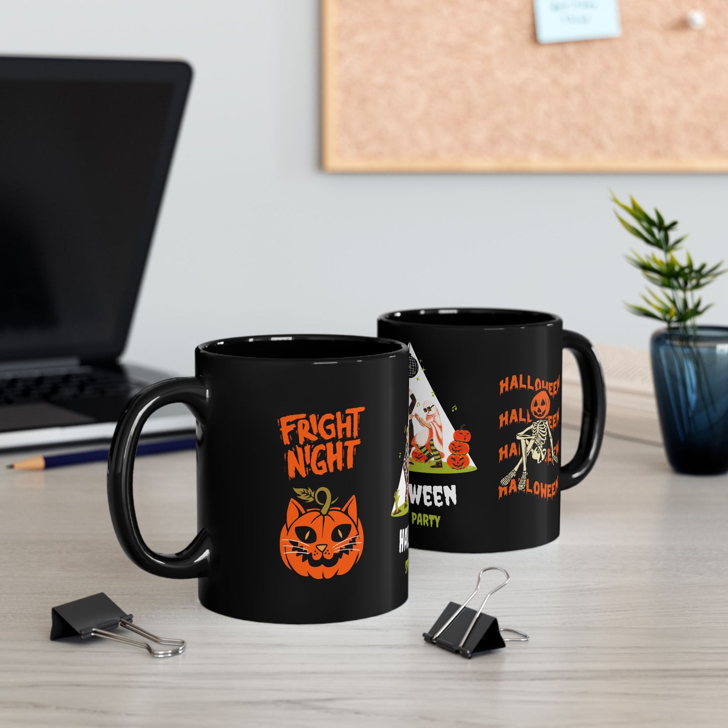 Halloween, Spooky Party - Black Mug (11oz, 15oz) | 11oz,Back-to-School,Black base,Ceramic,Coffee Mugs,Glossy,Home & Living,Mugs,Seasonal Picks,Sublimation