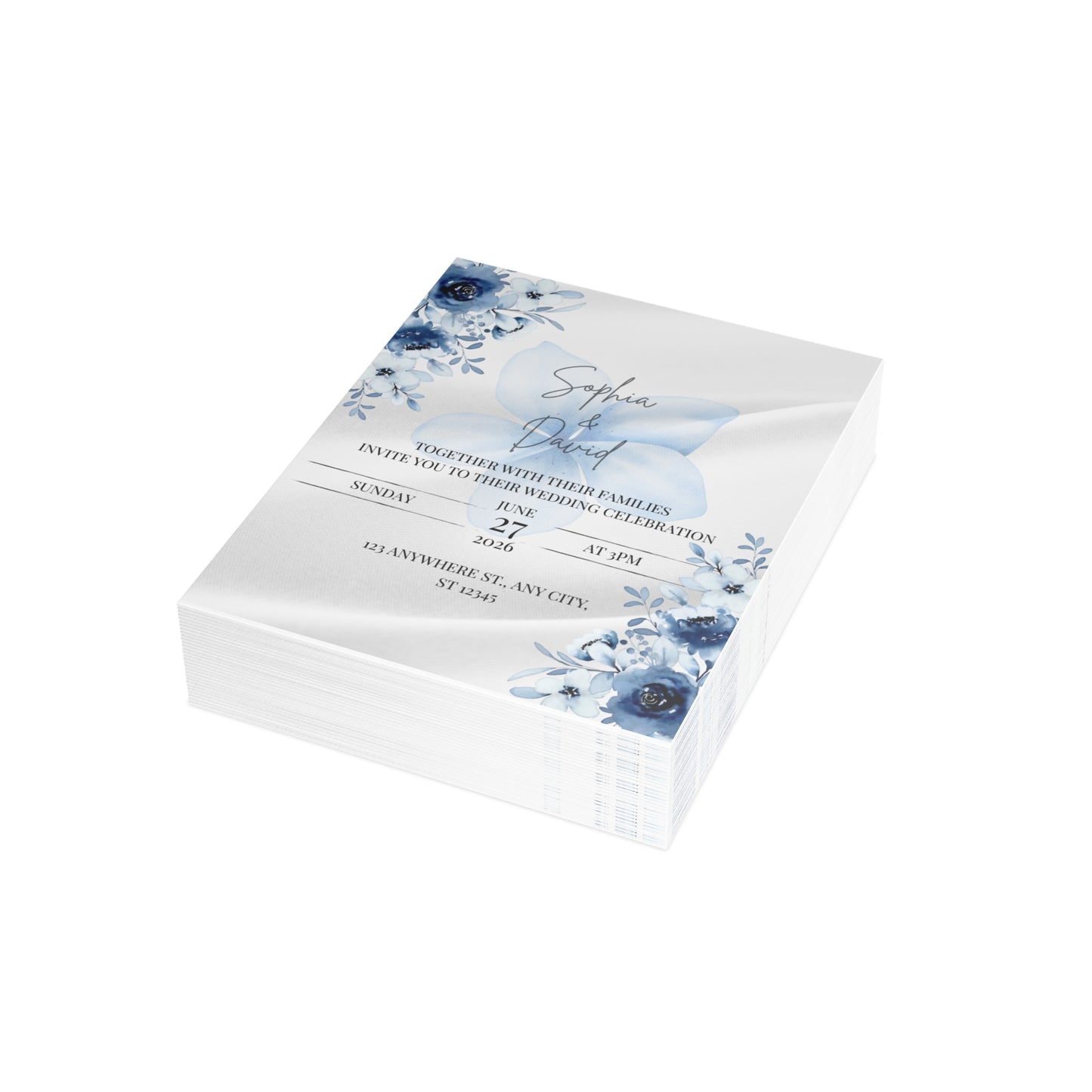 Custom Wedding Invitation with Flowers (envelopes included) - 14666