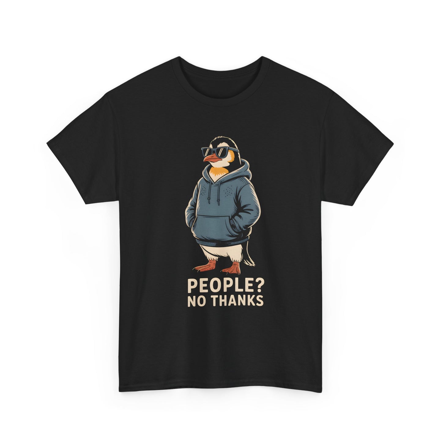 Funny Penguin T-Shirt – “People? No Thanks” Introvert Anti-Social Humor Tee Gift - 14847