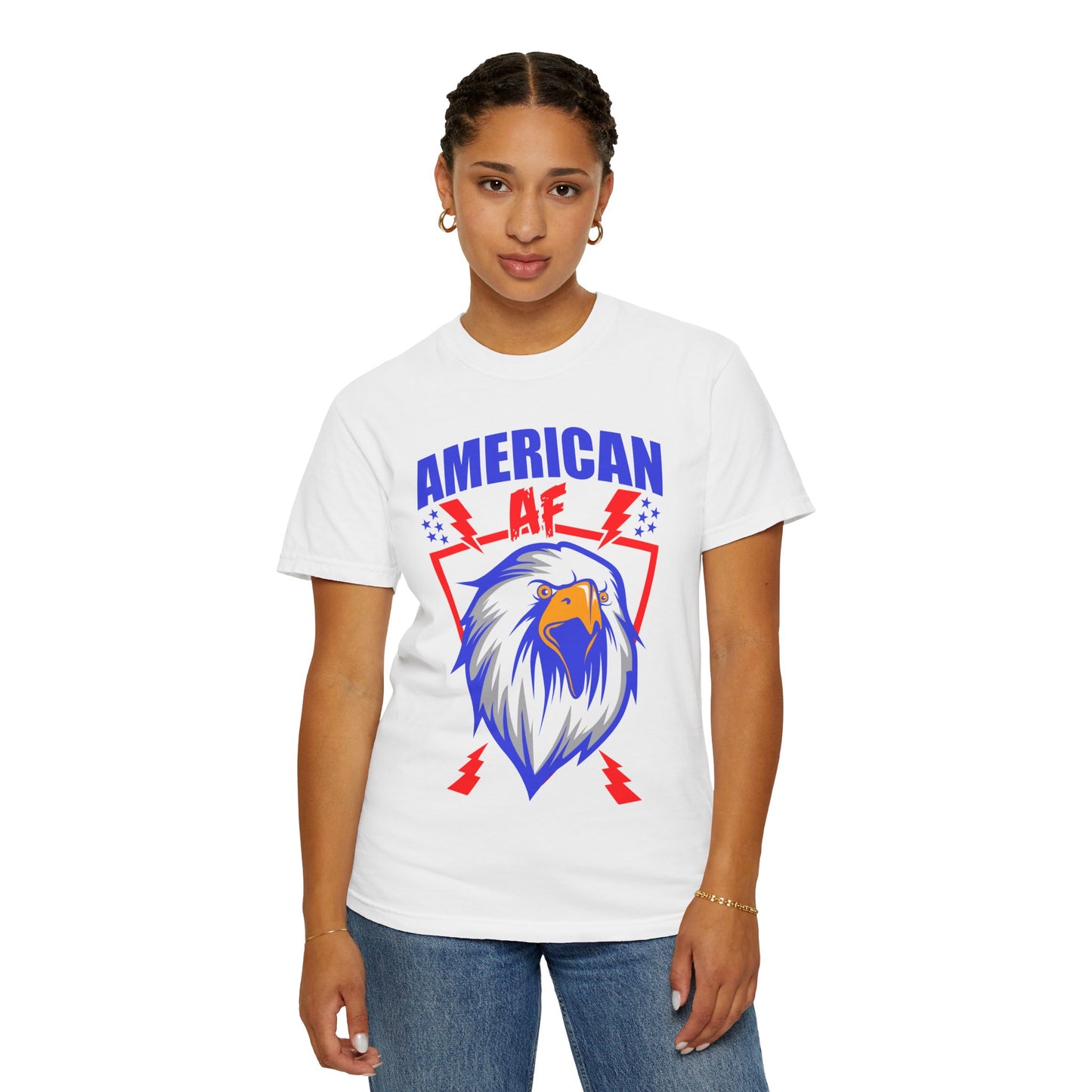 Patriotic Eagle T-Shirt, American AF Graphic Tee, Unisex Tee, 4th of July Shirt, Casual Wear, Gift for Patriots, Summer Style - 13731