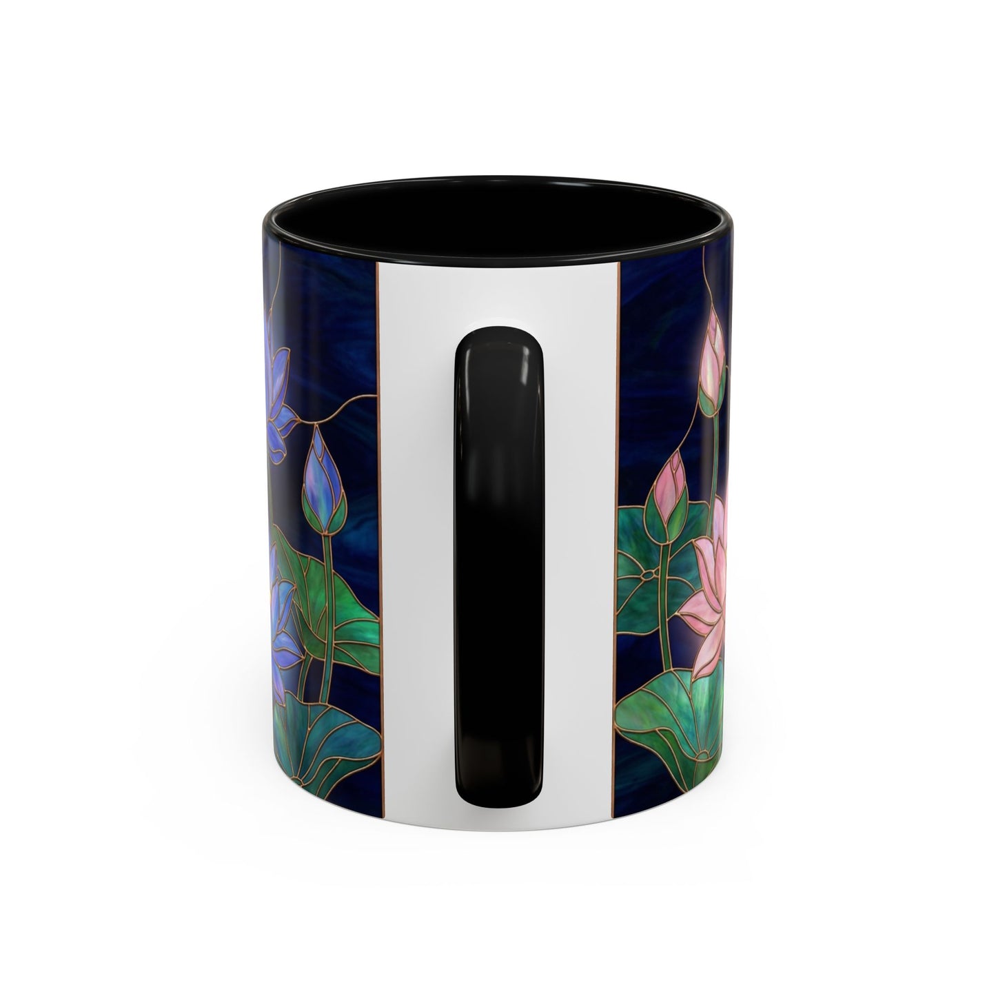 Lotus Floral Accent Coffee Mug — Stained Glass Design (11/15oz) - 14576