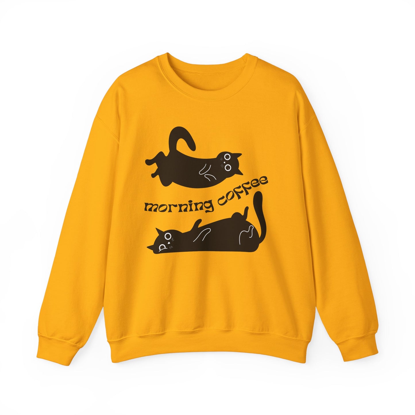 Black Cats, Morning Coffee - Unisex Heavy Blend™ Crewneck Sweatshirt - 11325
