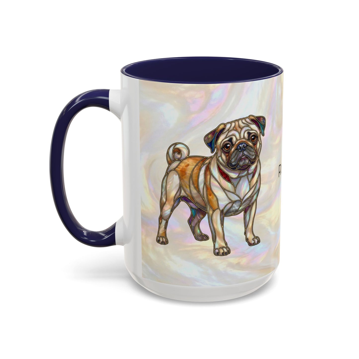 Personalized Pug Accent Coffee Mug –  Stained Glass Design (11/15oz) - 14547