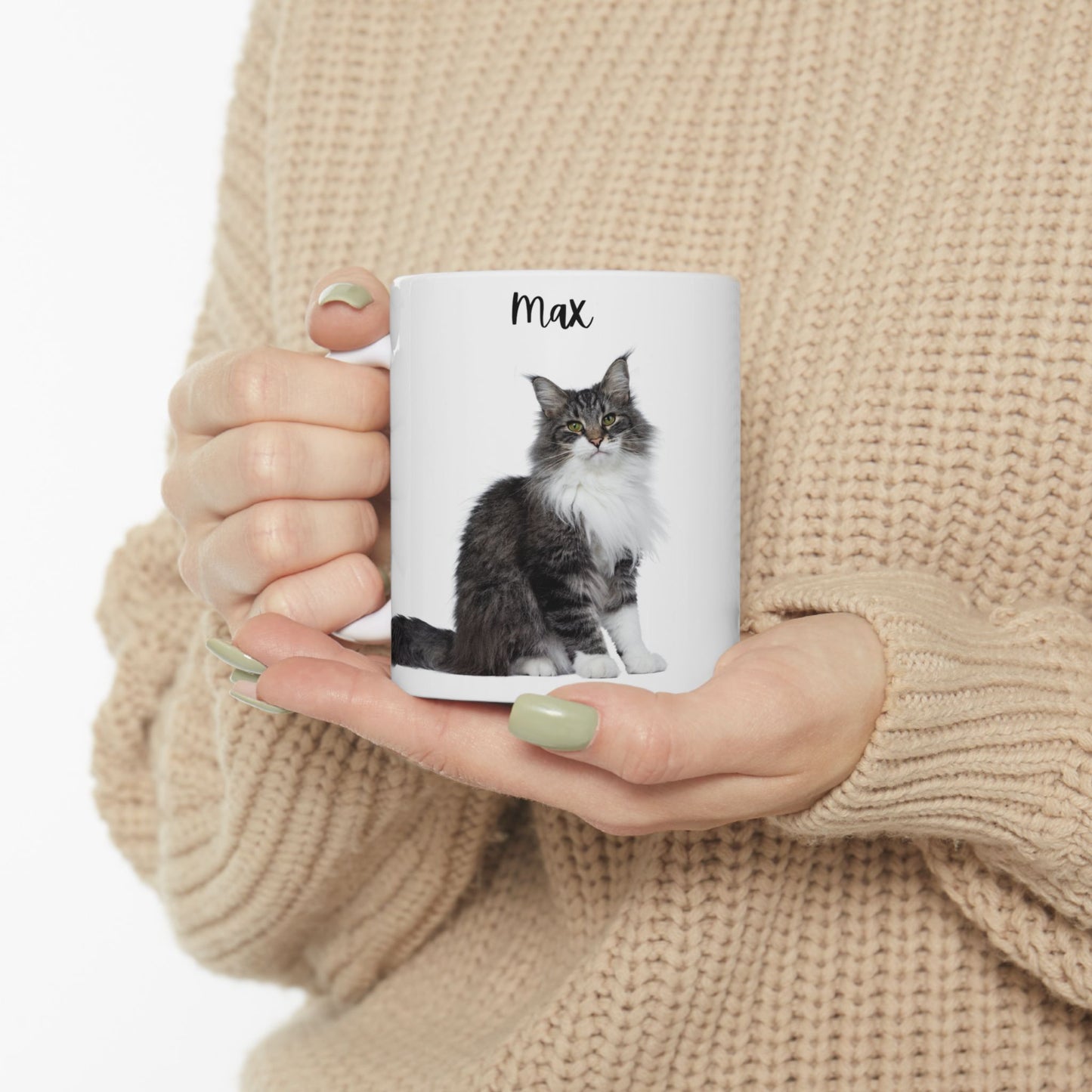 Personalized Cat Ceramic Mug for Cat Lovers, Custom Pet Mug, Coffee Cup, Gift for Cat Owners, Cute Cat Design - 14194