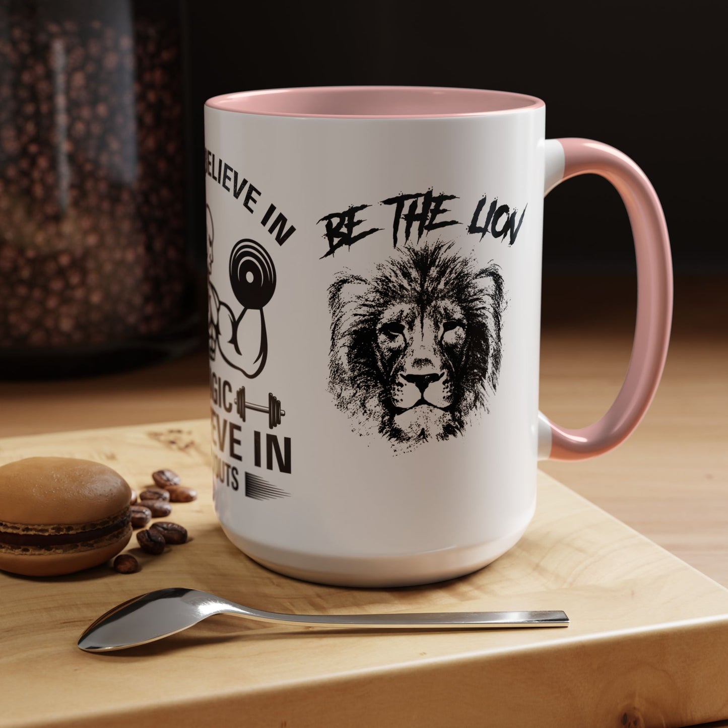 I Don't Believe in Magic, I Believe in Workouts - Accent Coffee Mug (11, 15oz)