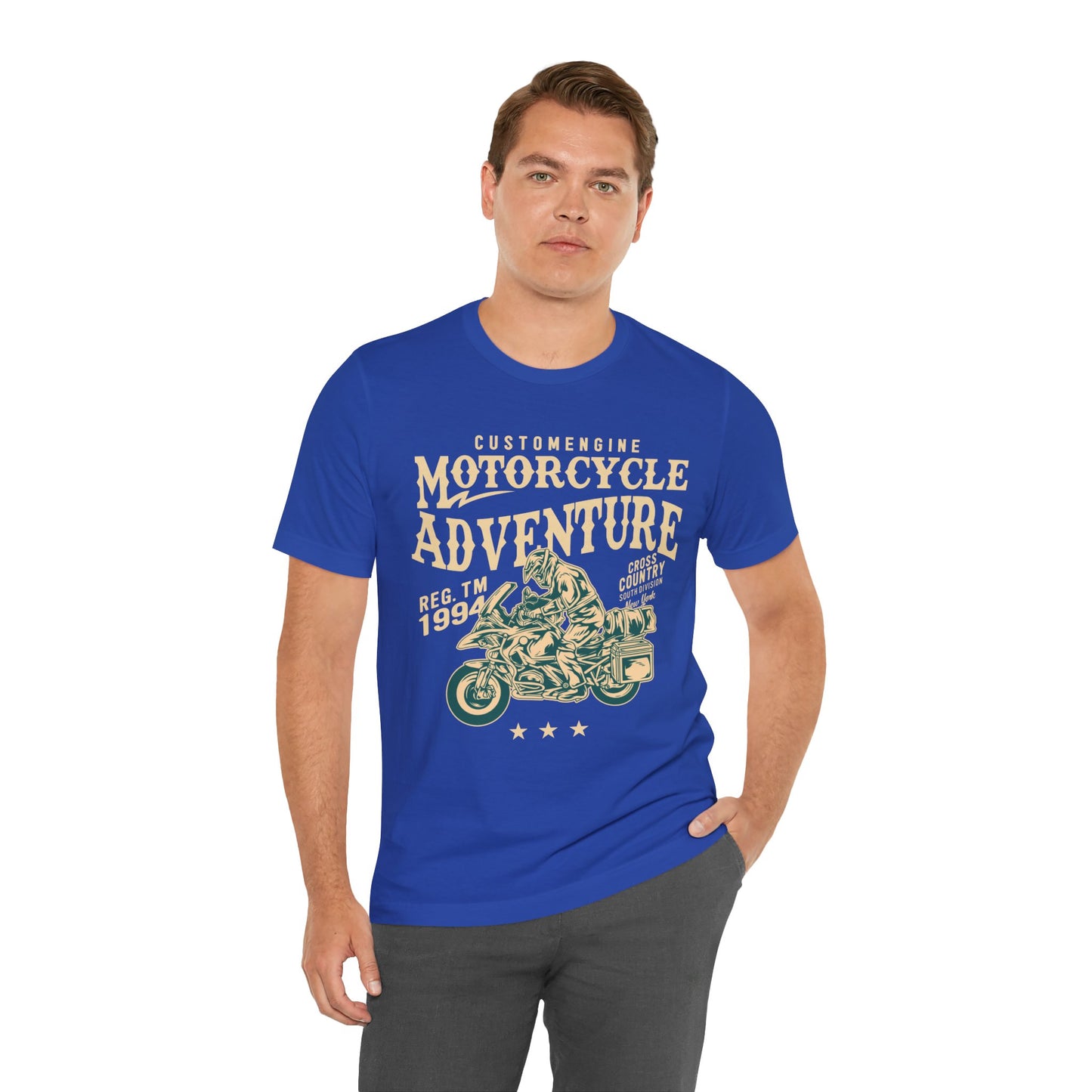 Custom Engine, Motorcycle Adventure - Unisex Jersey Short Sleeve Tee - 13146