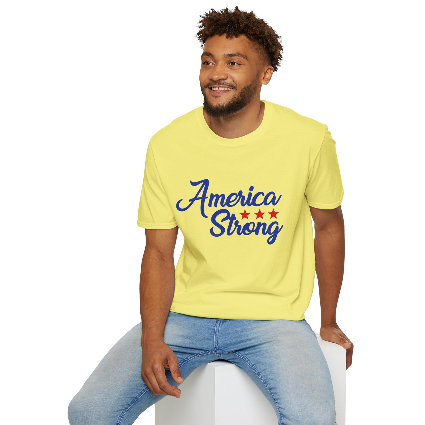 America Strong Unisex Softstyle T-Shirt - Patriotic Tee for BBQs, Memorial Day, 4th of July, Gift for Him/Her, Casual Wear - 13694