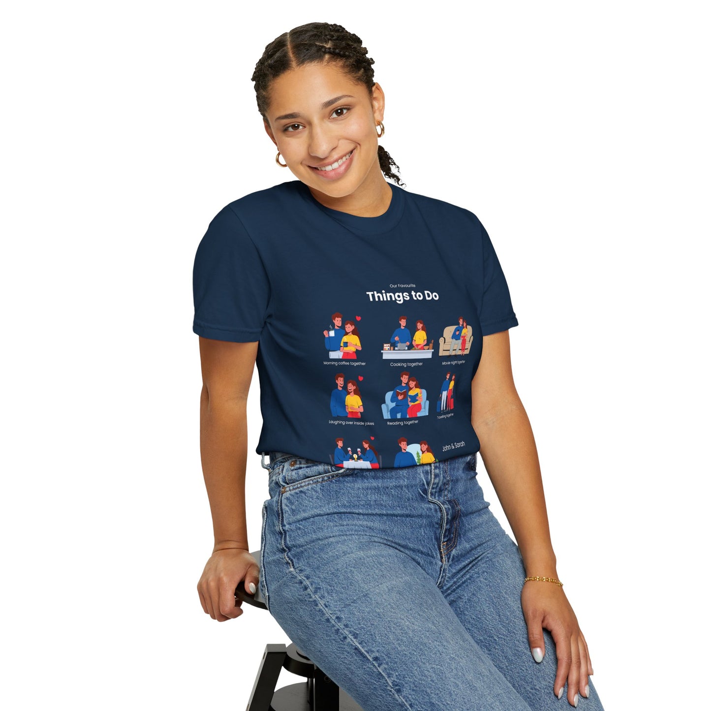 Our Favourite Things to Do Together – Personalised Valentine’s Illustration T-Shirt Gift - 14722
